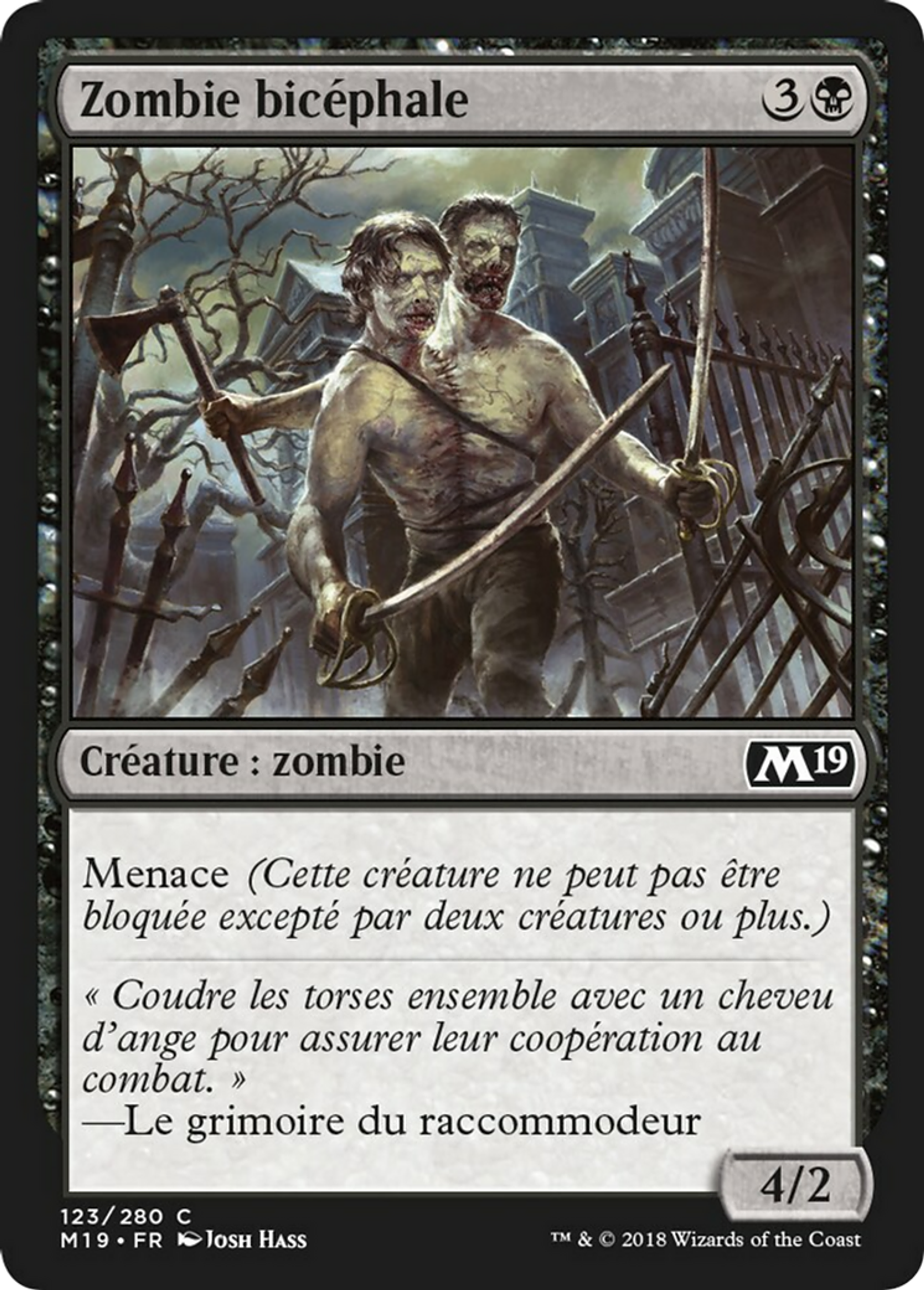 Zombie bicéphale — Core Set 2019 — Magic: The Gathering