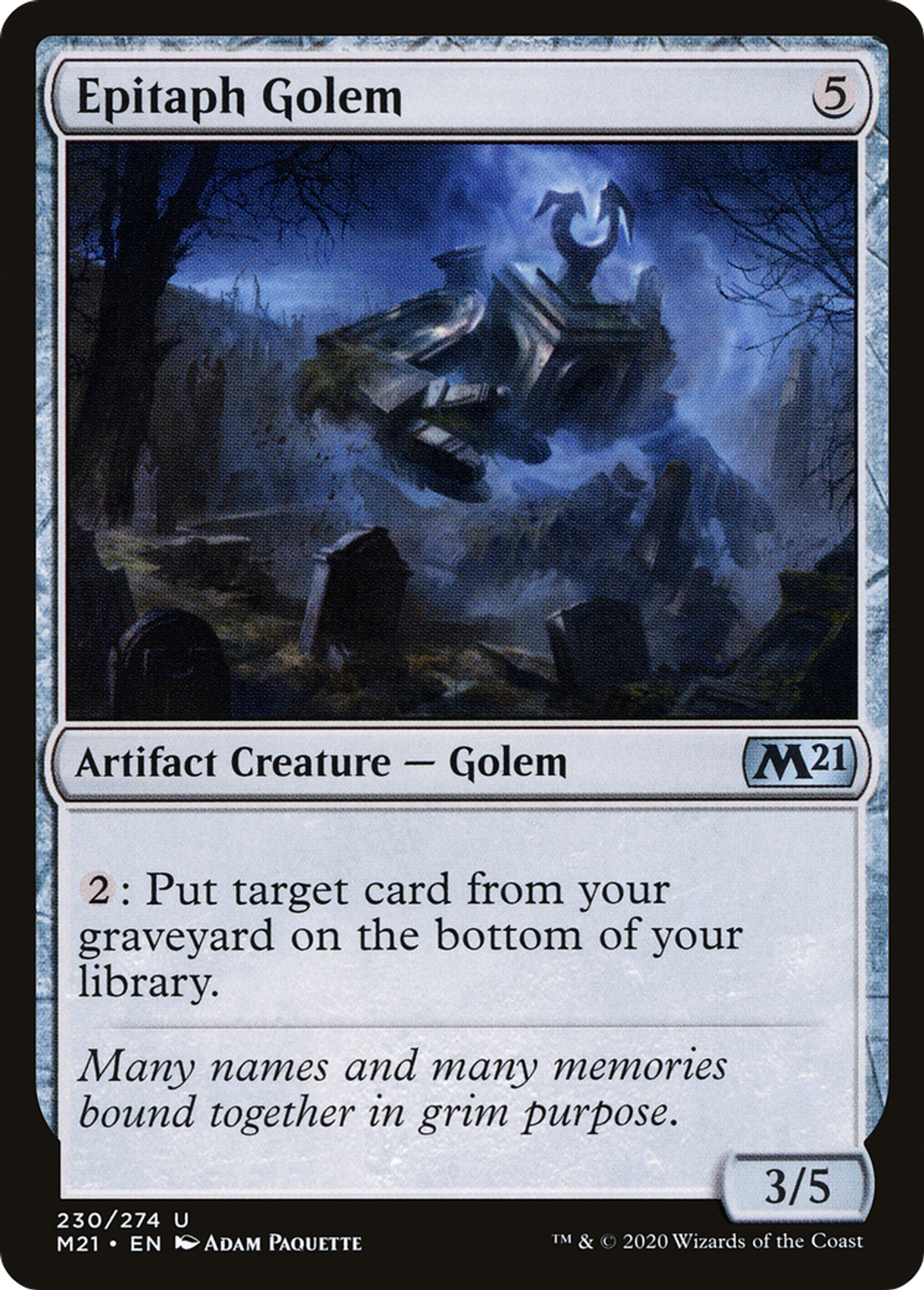 Epitaph Golem — Core Set 2021 — Magic: The Gathering
