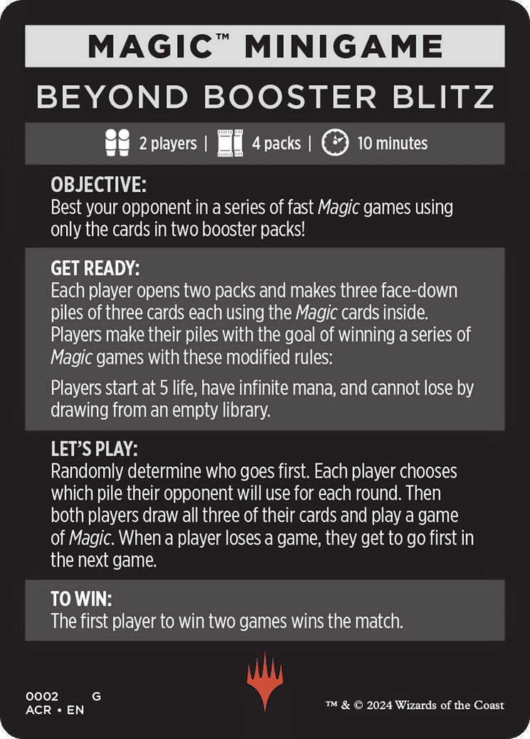 Beyond Booster Blitz — Assassin's Creed Minigames — Magic: The Gathering