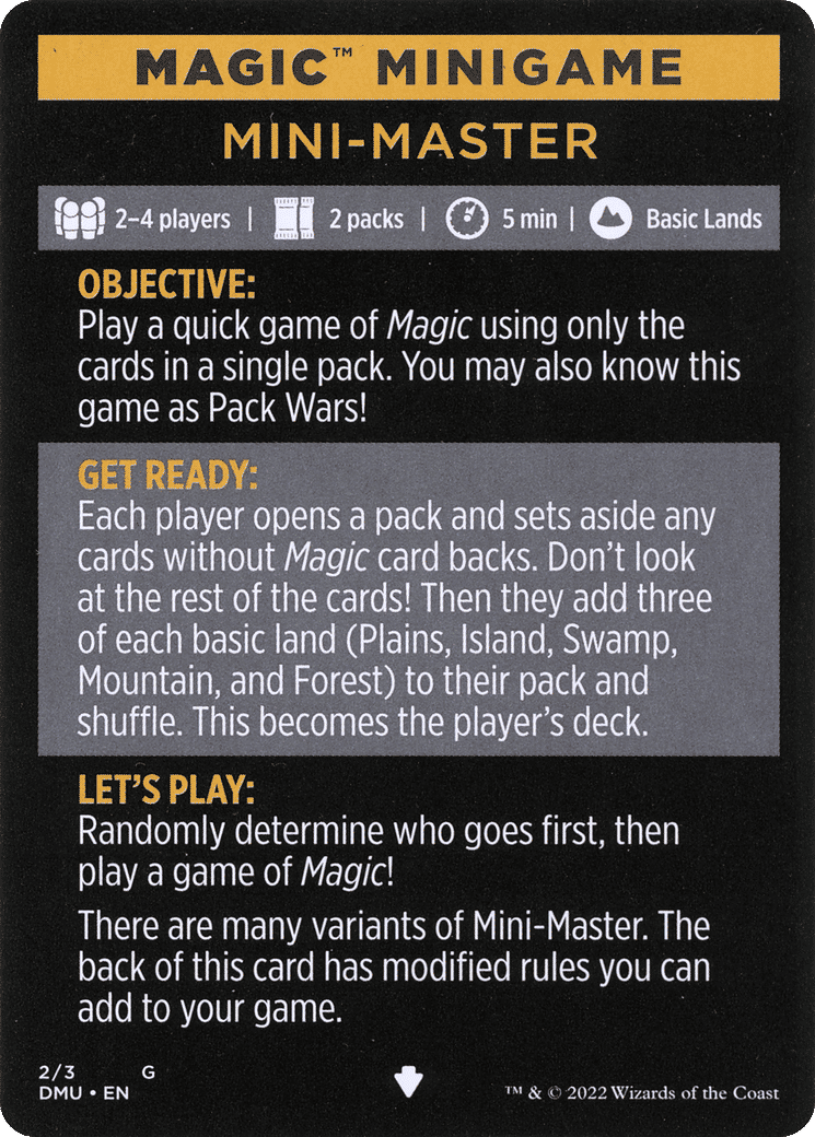 Mini-Master // Mini-Master (cont'd) — Dominaria United Minigames — Magic: The Gathering