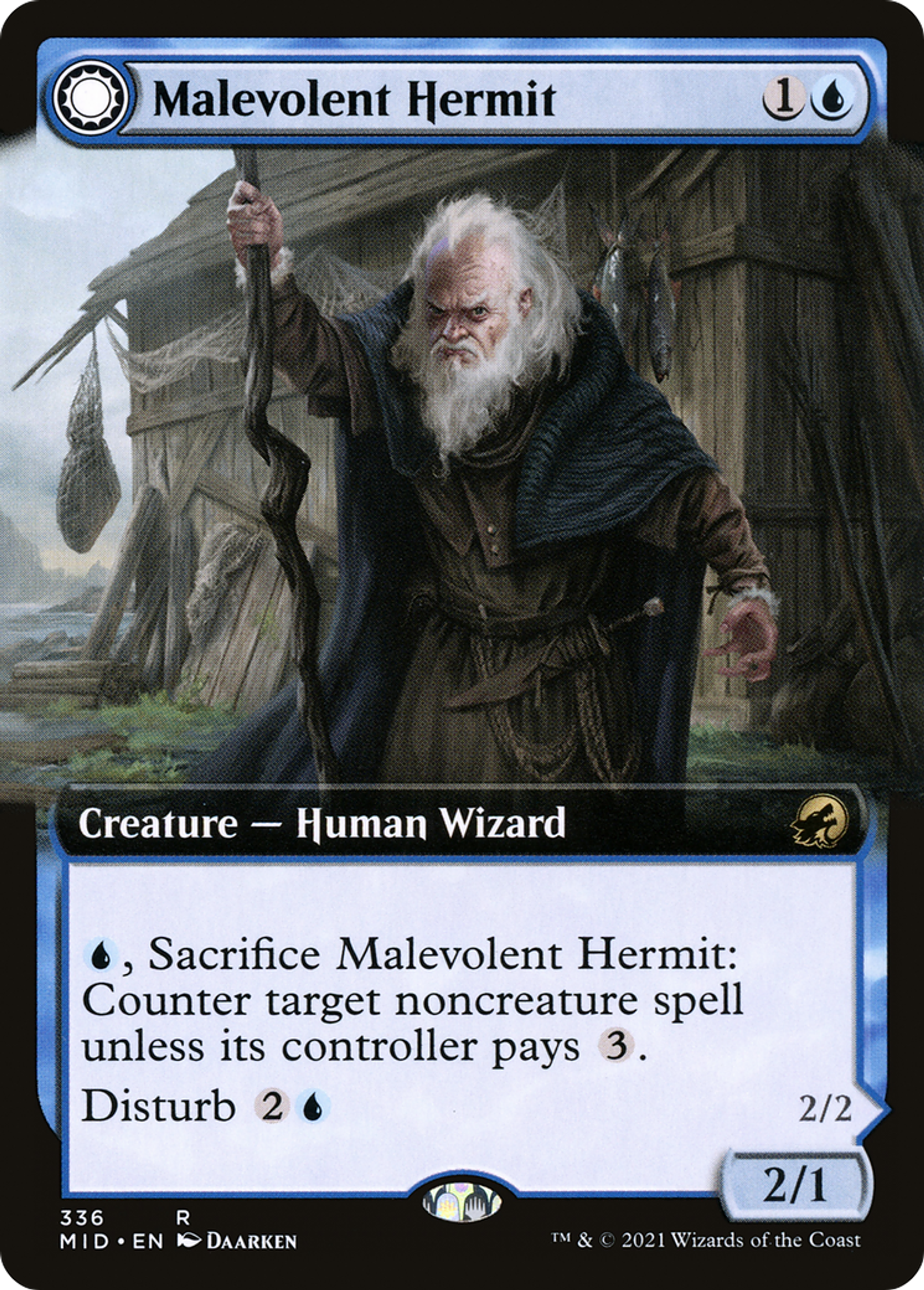 Malevolent Hermit // Benevolent Geist — Innistrad: Midnight Hunt — Magic: The Gathering
