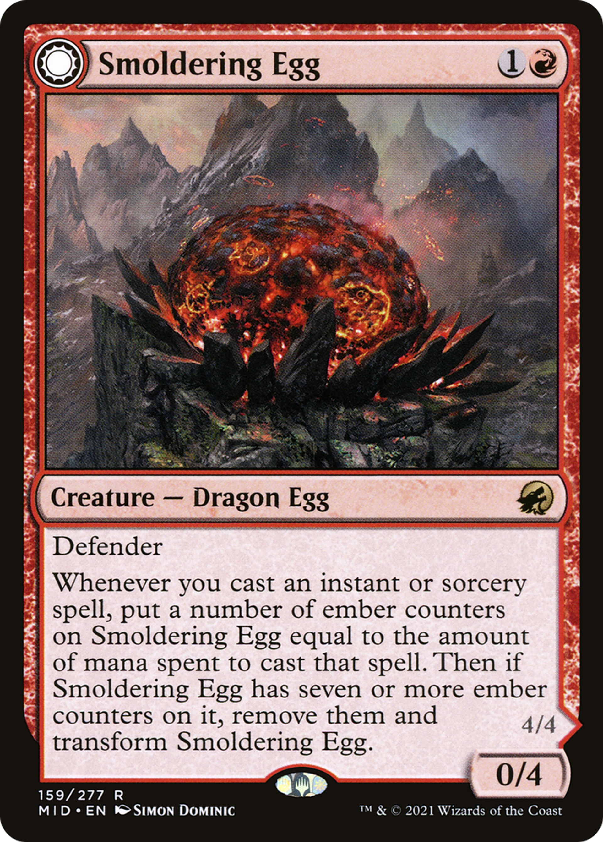 Œuf fumant // Dragon de Cendregueule — Innistrad: Midnight Hunt — Magic: The Gathering