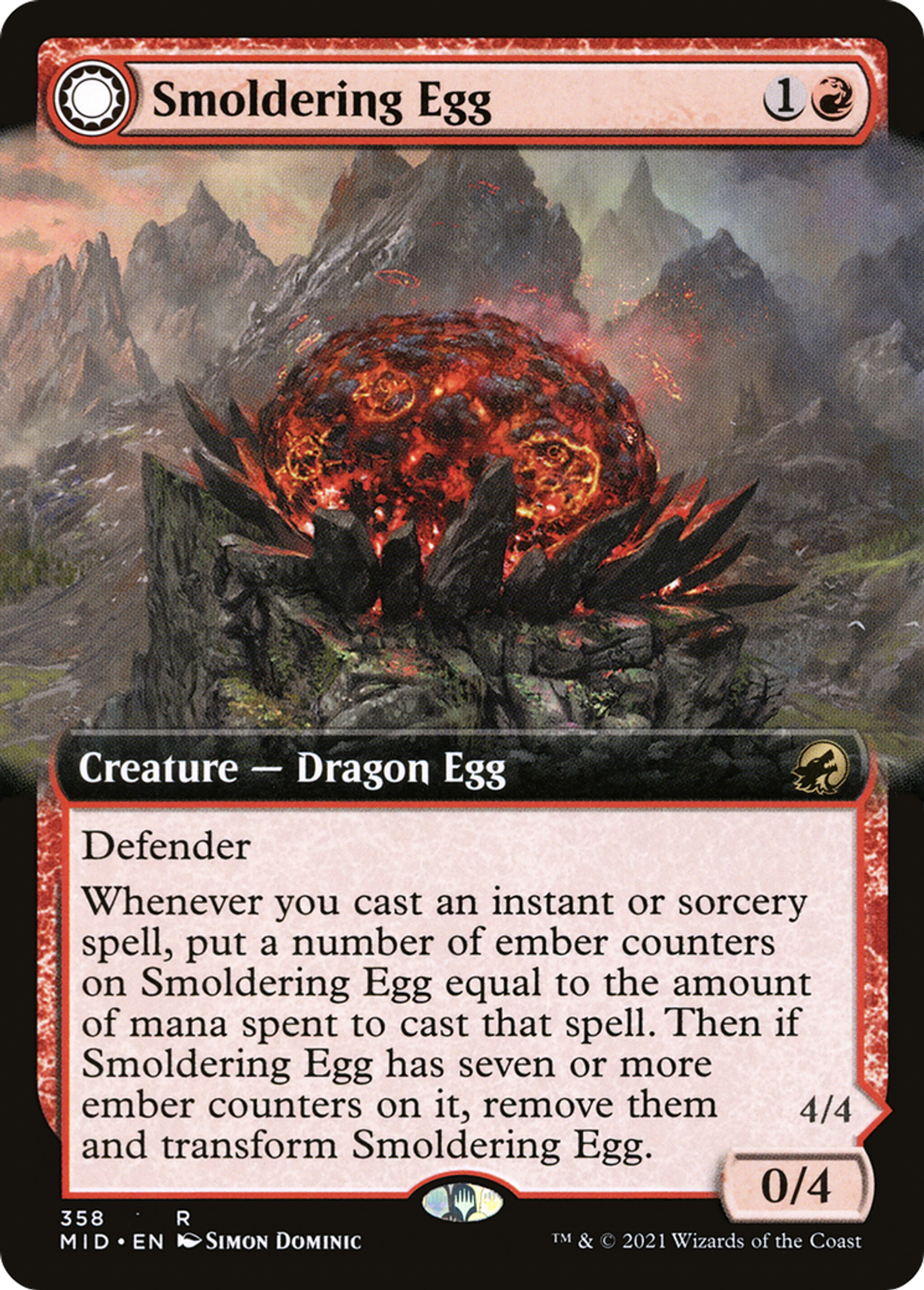 Smoldering Egg // Ashmouth Dragon — Innistrad: Midnight Hunt — Magic: The Gathering