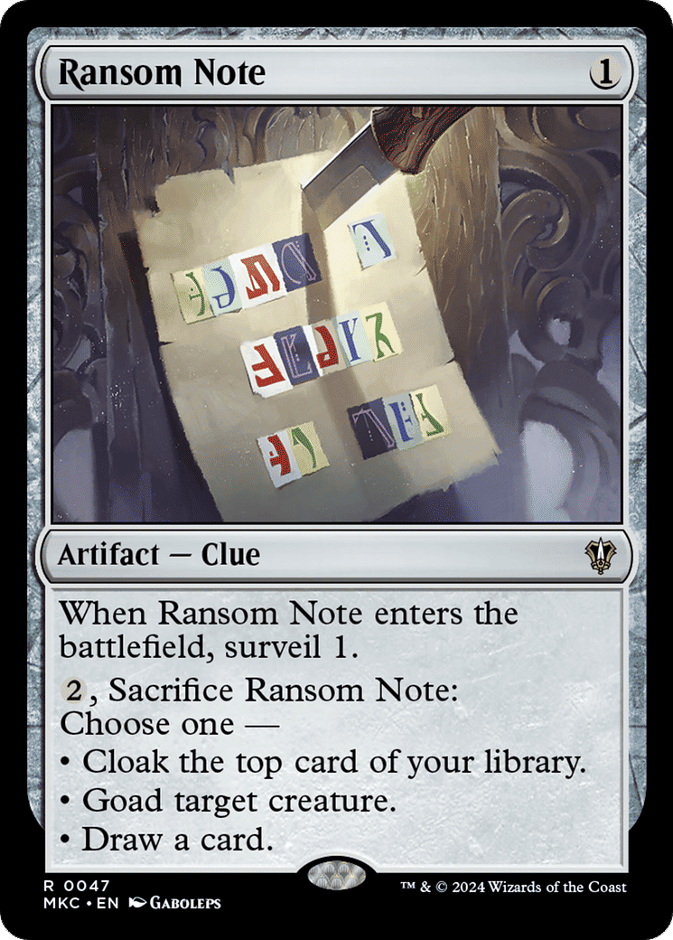 Ransom Note — Murders at Karlov Manor Commander — Magic: The Gathering