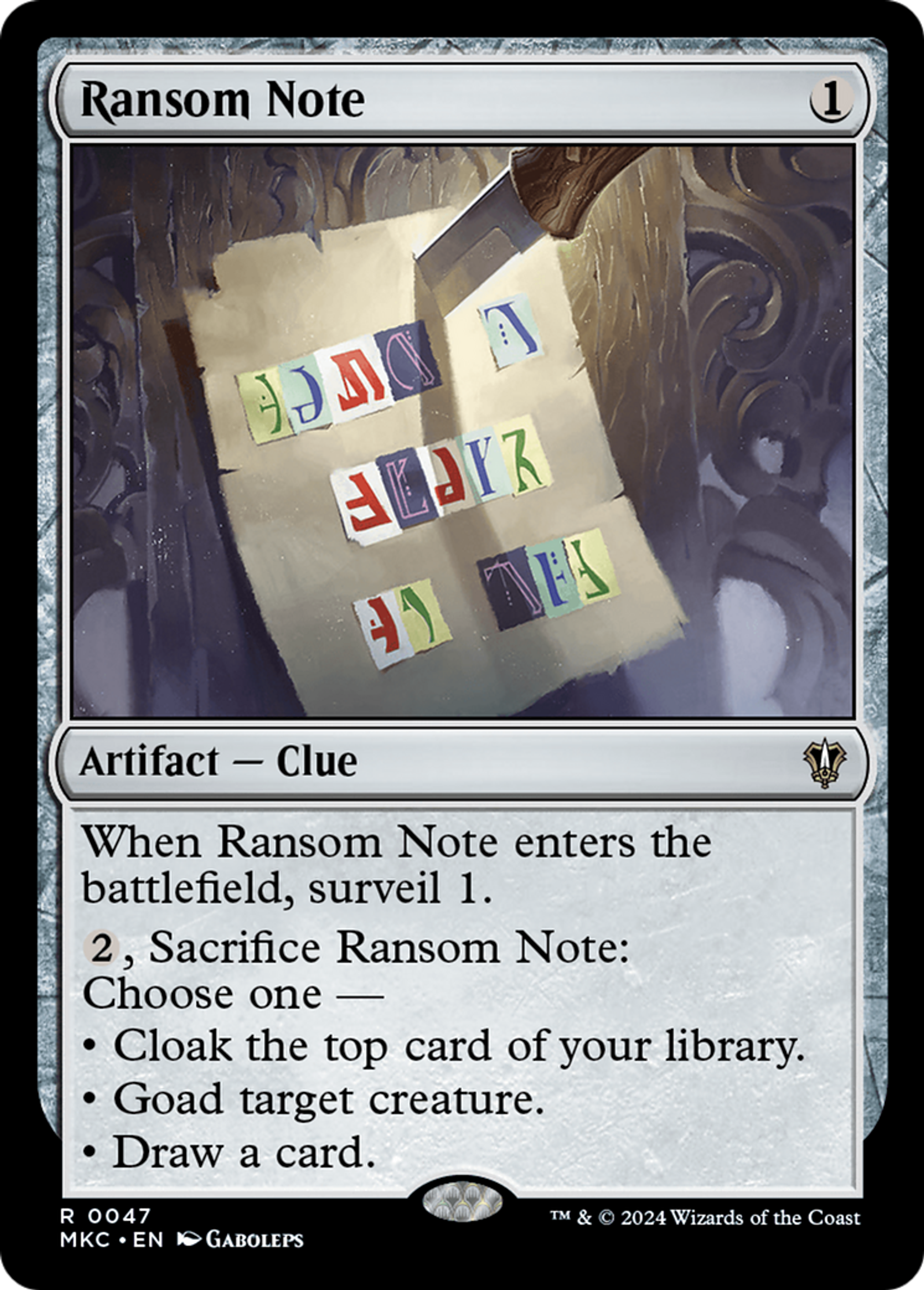 Ransom Note — Murders at Karlov Manor Commander — Magic: The Gathering