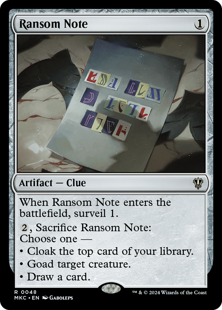 Ransom Note — Murders at Karlov Manor Commander — Magic: The Gathering