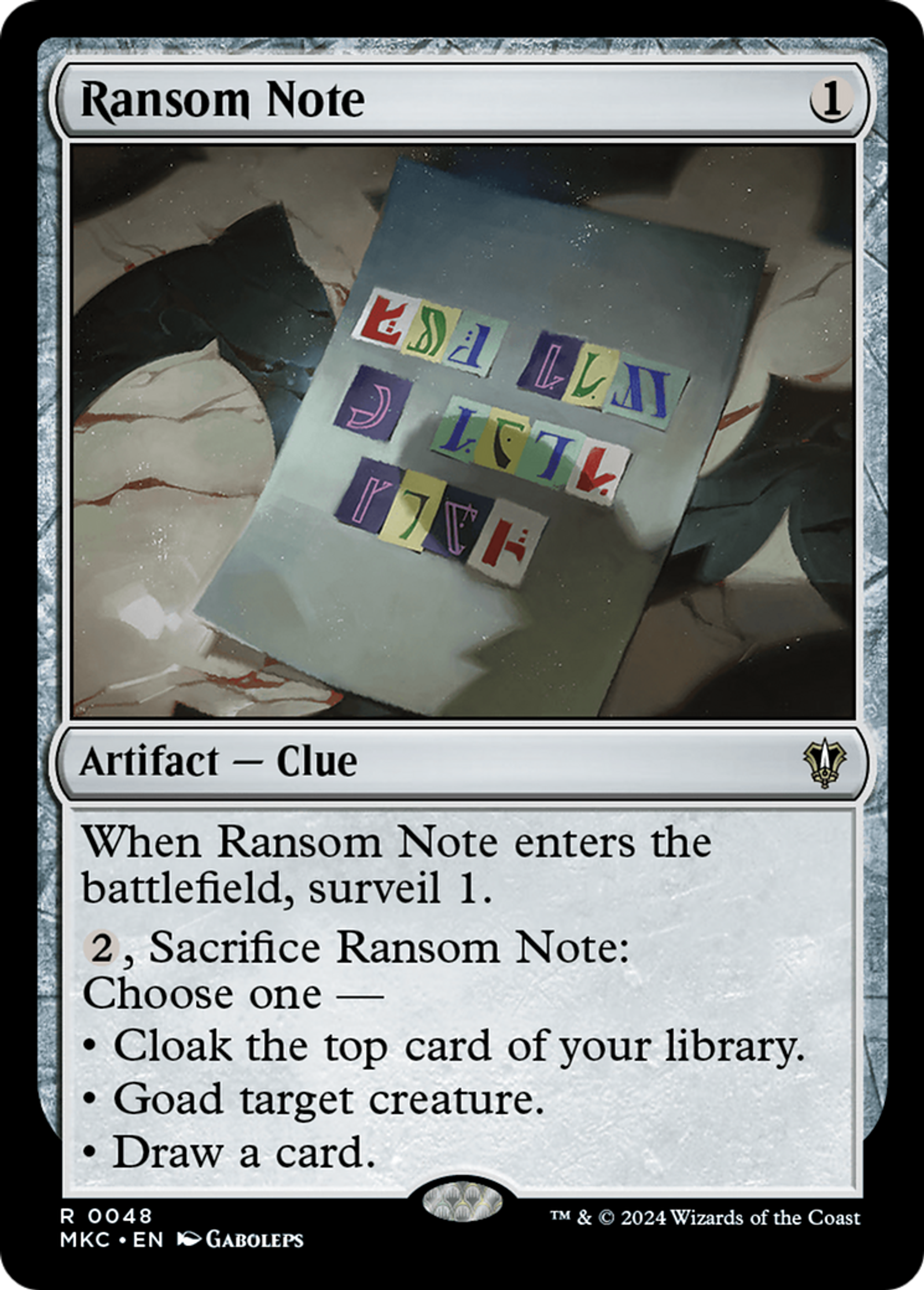 Ransom Note — Murders at Karlov Manor Commander — Magic: The Gathering
