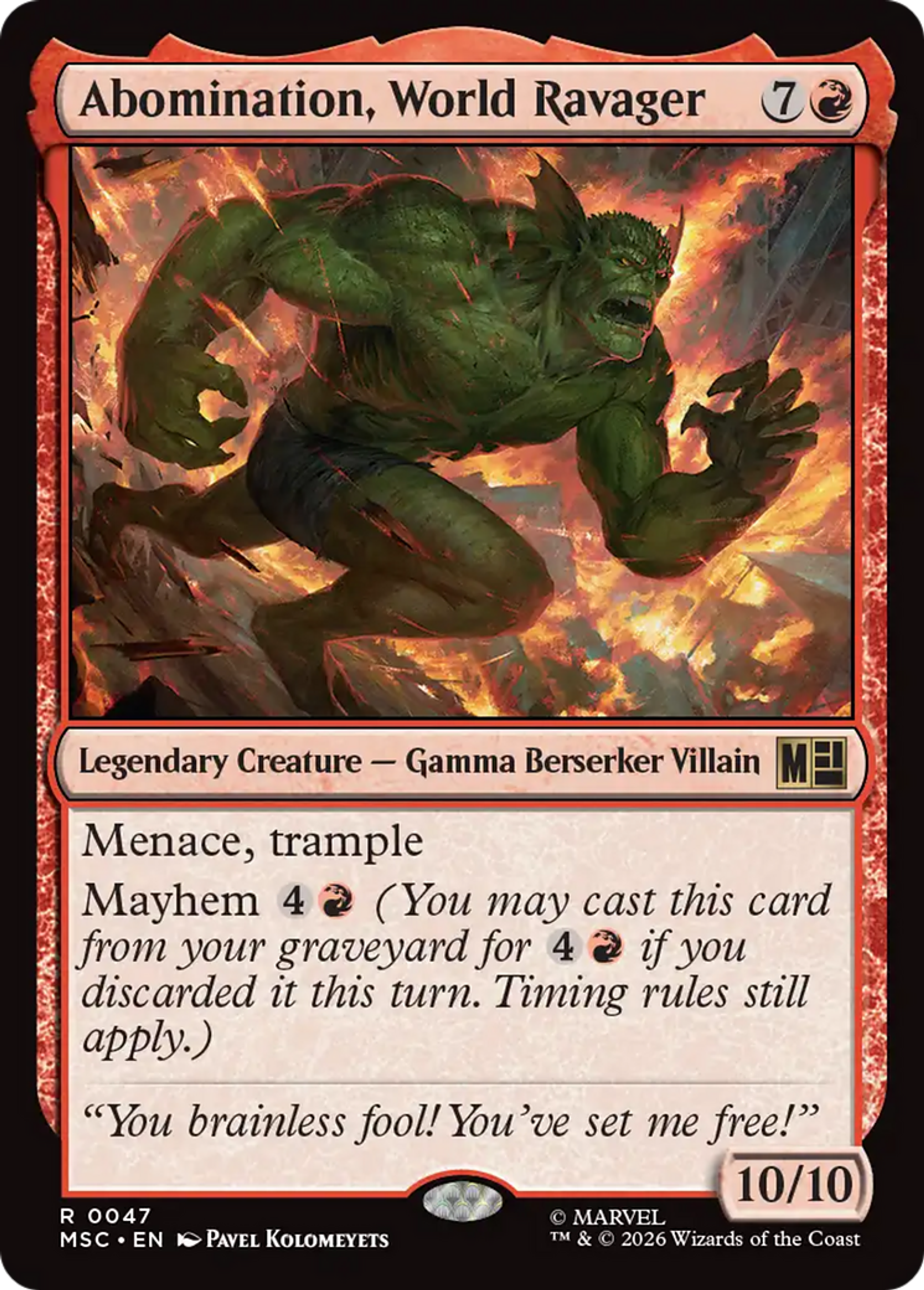 Abomination, World Ravager — Marvel Super Heroes Commander — Magic: The Gathering
