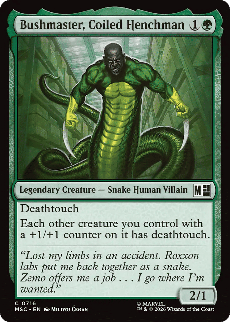 Bushmaster, Coiled Henchman — Marvel Super Heroes Commander — Magic: The Gathering