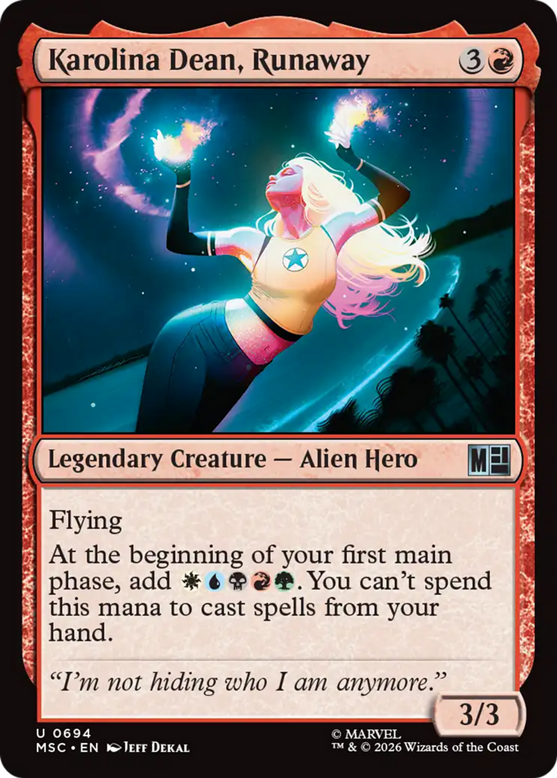 Karolina Dean, Runaway — Marvel Super Heroes Commander — Magic: The Gathering