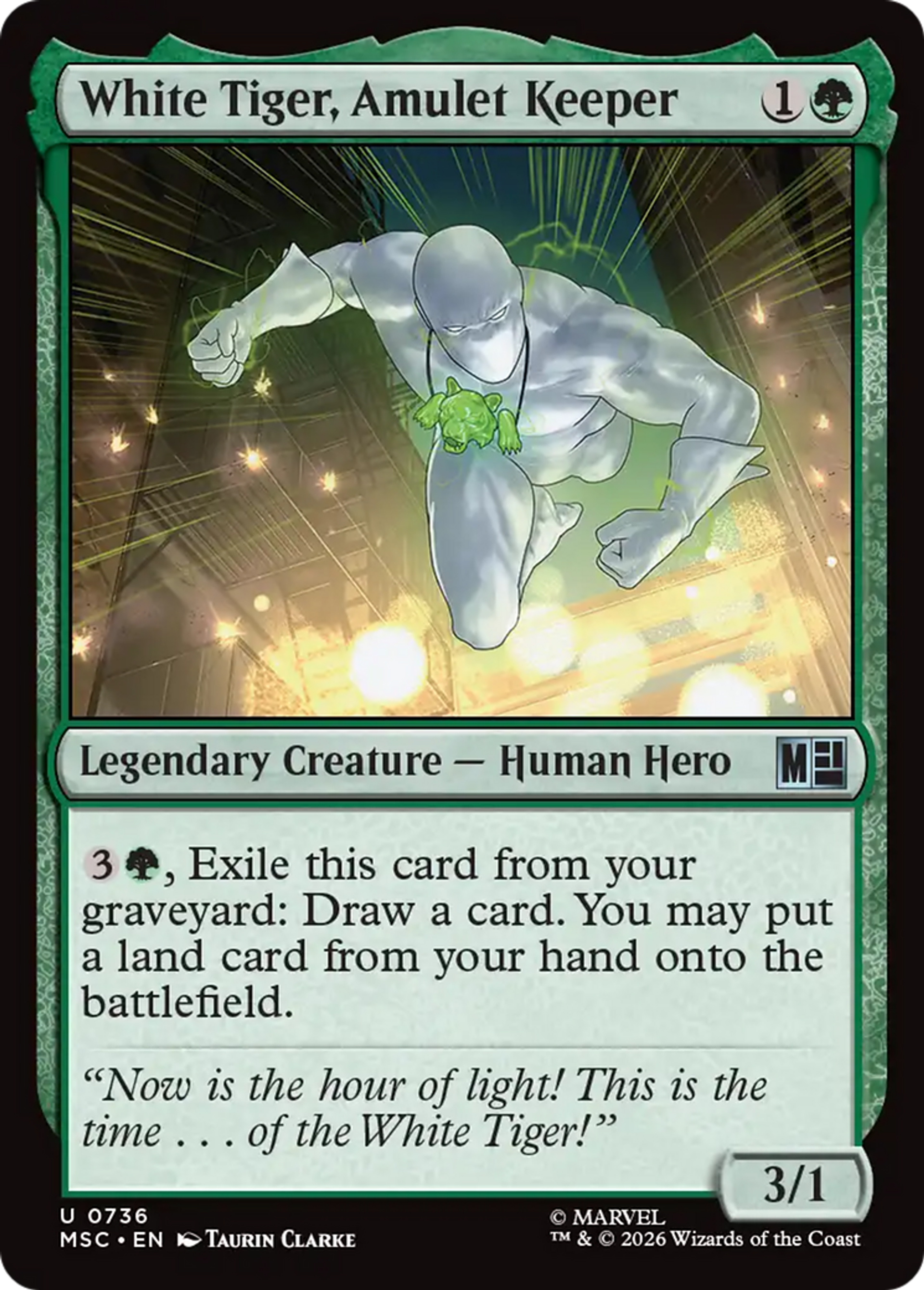 White Tiger, Amulet Keeper — Marvel Super Heroes Commander — Magic: The Gathering