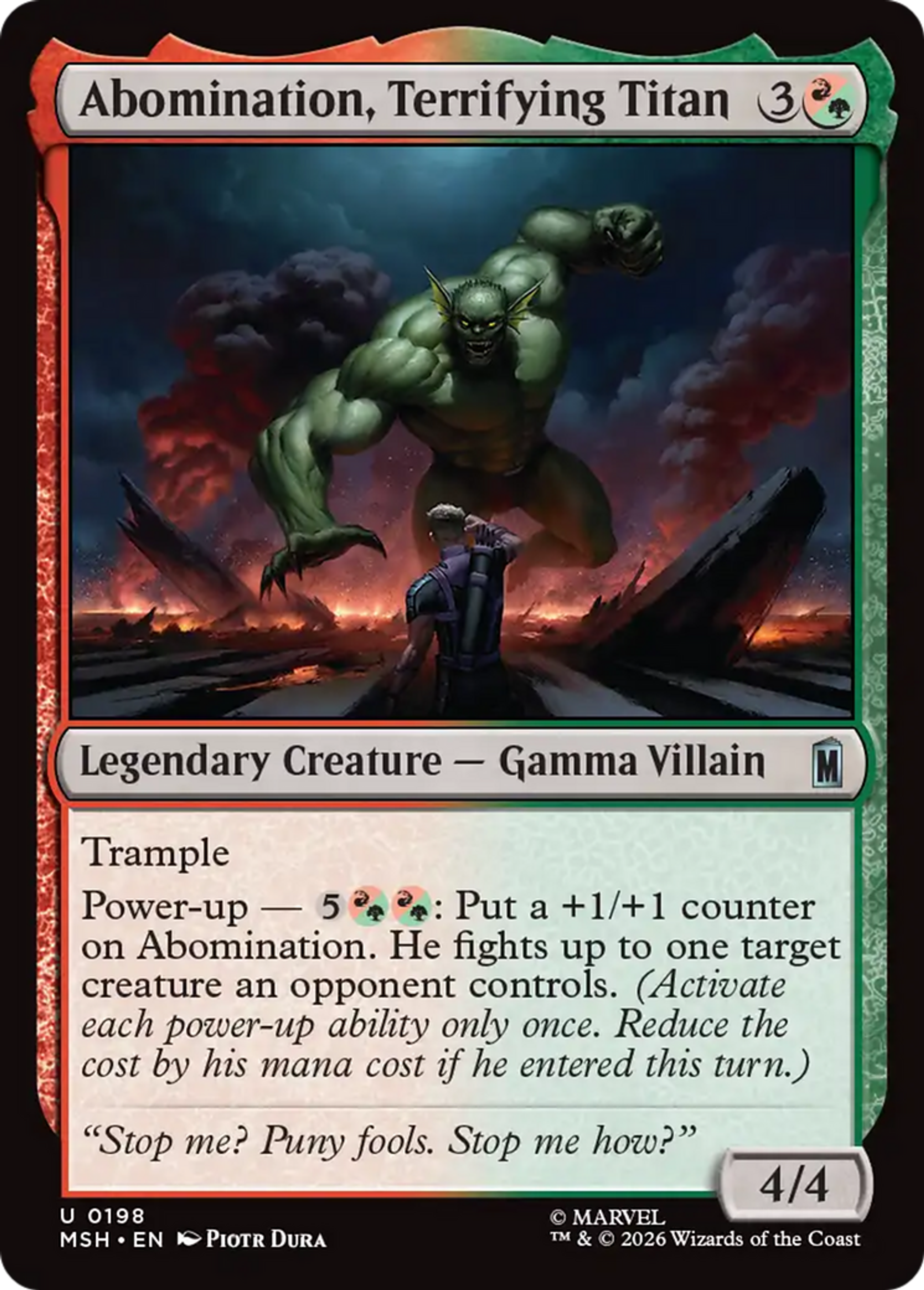Abomination, Terrifying Titan — Marvel Super Heroes — Magic: The Gathering