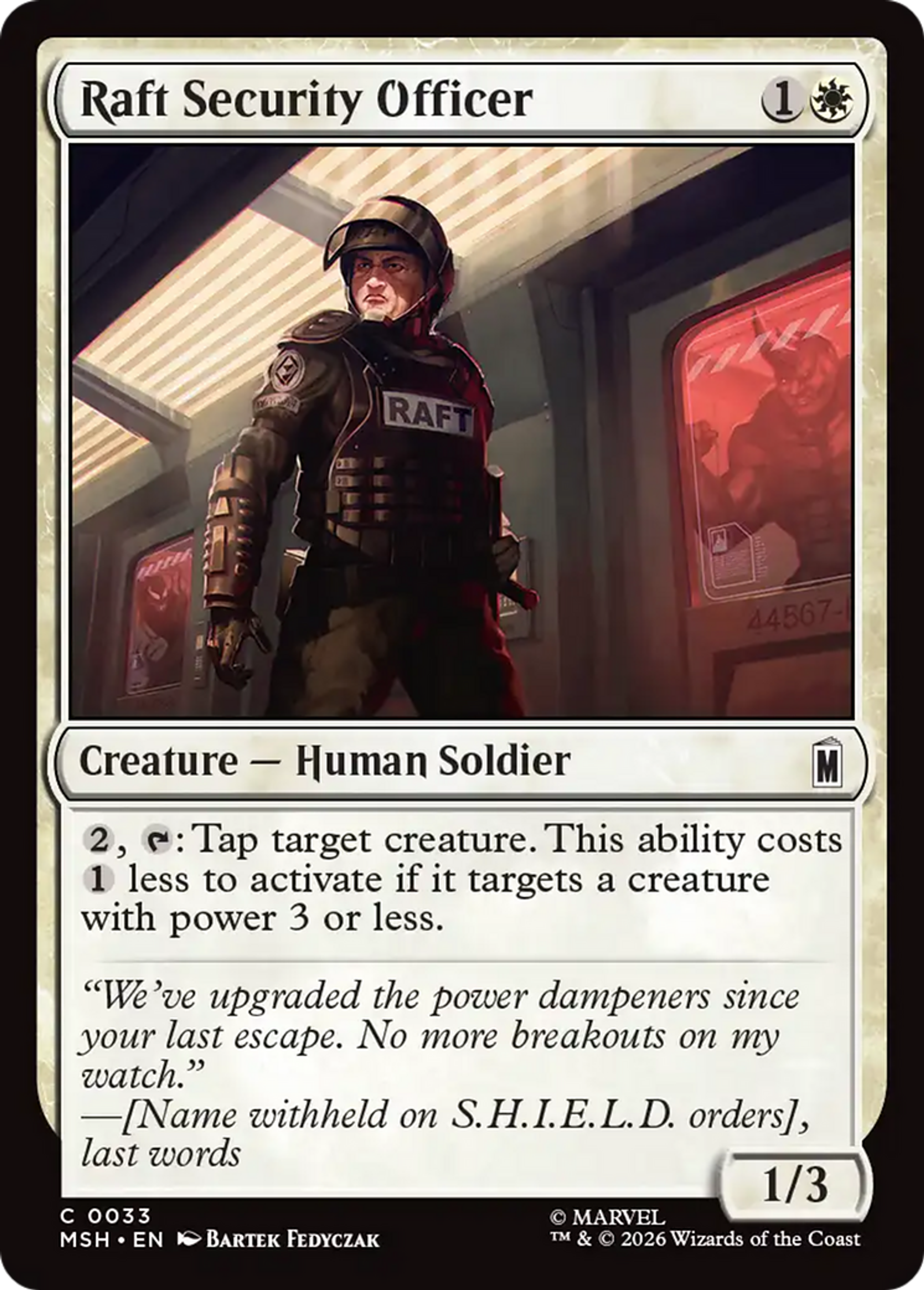Officier de sécurité du Raft — Marvel Super Heroes — Magic: The Gathering