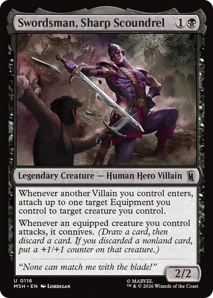 Swordsman, Sharp Scoundrel — Marvel Super Heroes — Magic: The Gathering