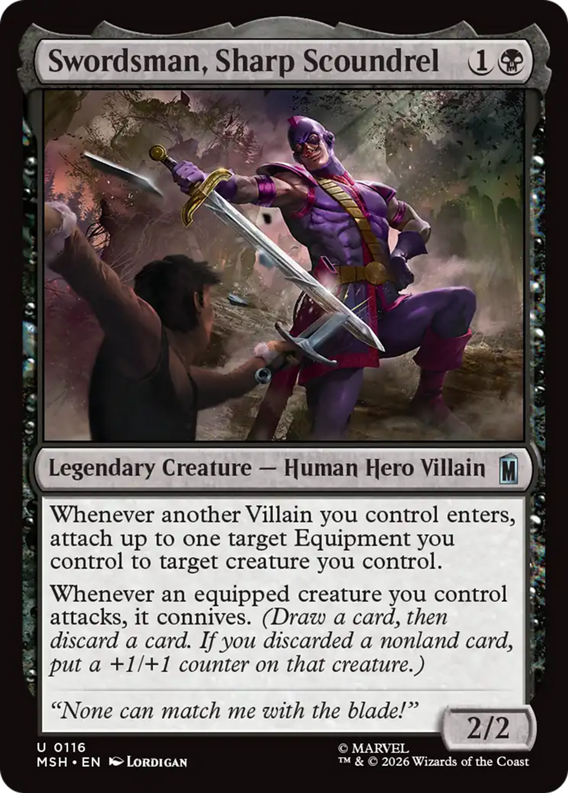 Swordsman, Sharp Scoundrel — Marvel Super Heroes — Magic: The Gathering