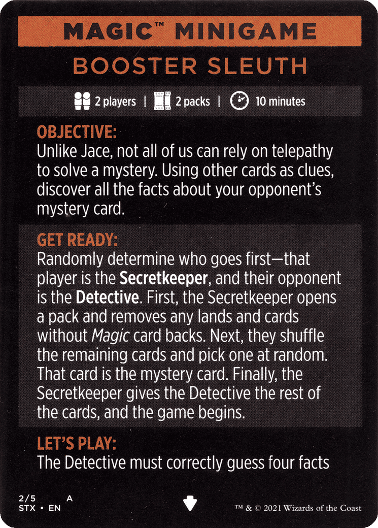 Booster Sleuth // Booster Sleuth (cont'd) — Strixhaven: School of Mages Minigames — Magic: The Gathering