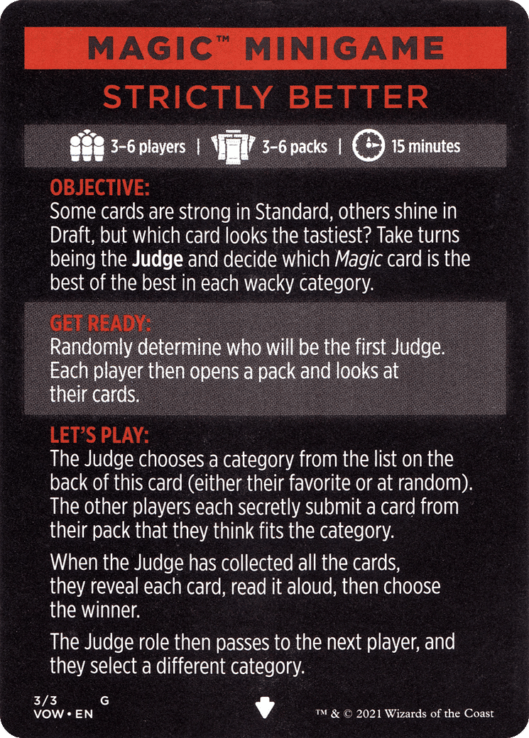 Strictly Better // Strictly Better (cont'd) — Innistrad: Crimson Vow Minigames — Magic: The Gathering