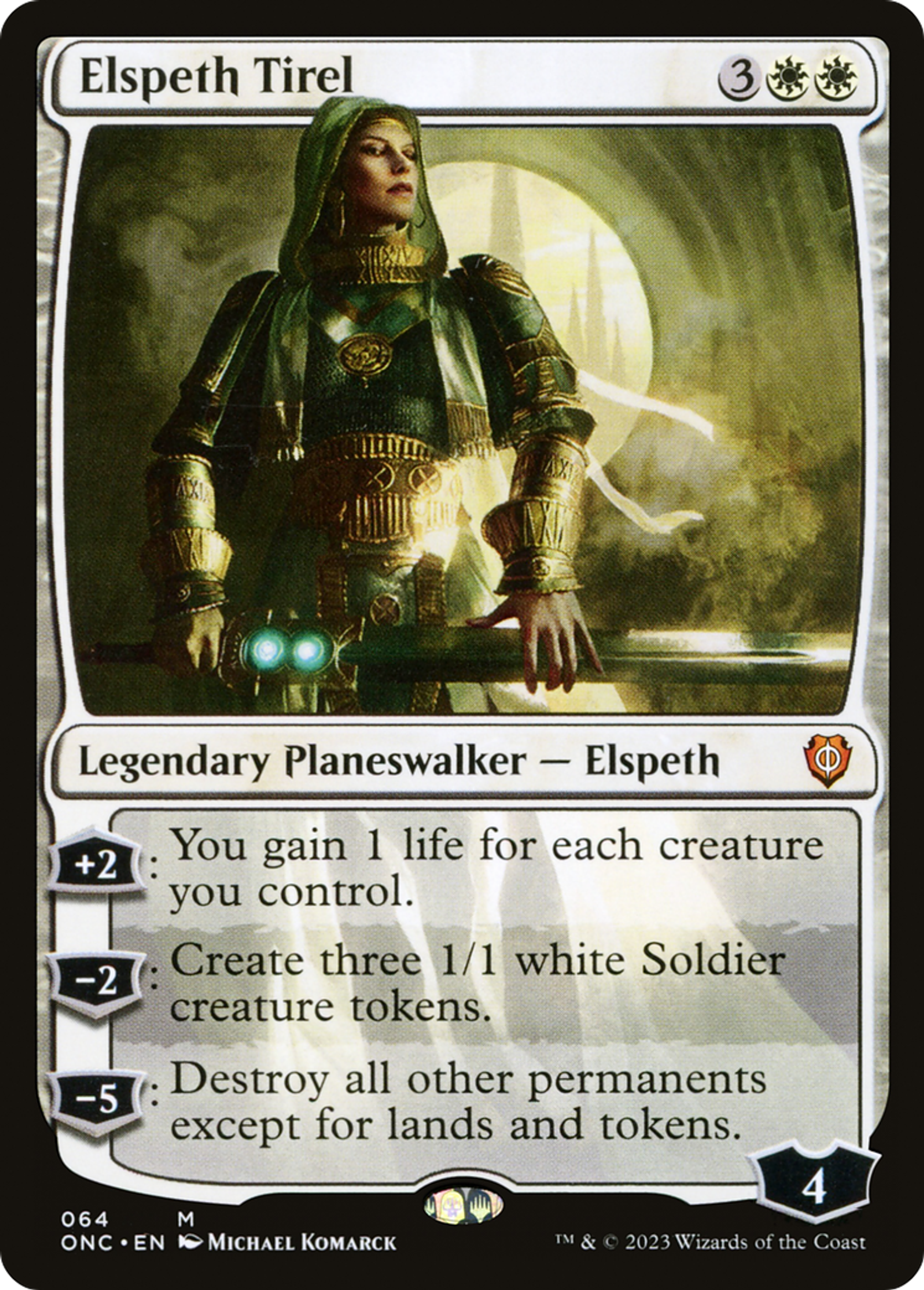 Elspeth Tirel — Phyrexia: All Will Be One Commander — Magic: The Gathering
