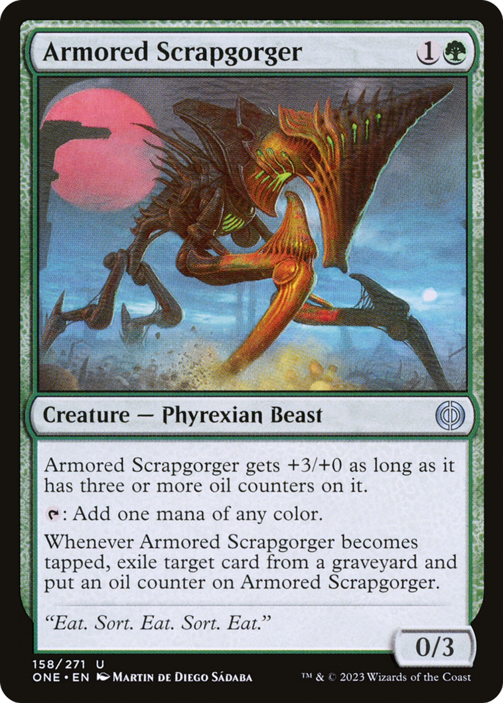 Avaleur de ferraille cuirassé — Phyrexia: All Will Be One — Magic: The Gathering