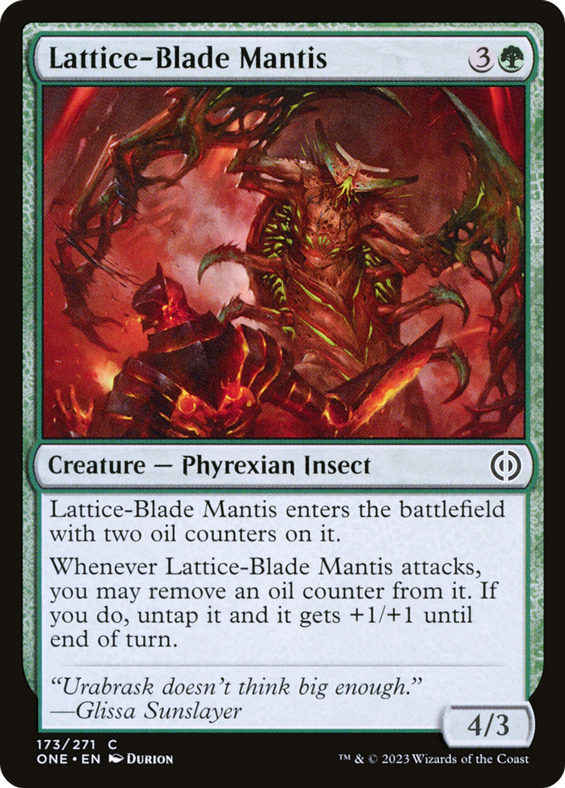 Mante à lames en treillis — Phyrexia: All Will Be One — Magic: The Gathering