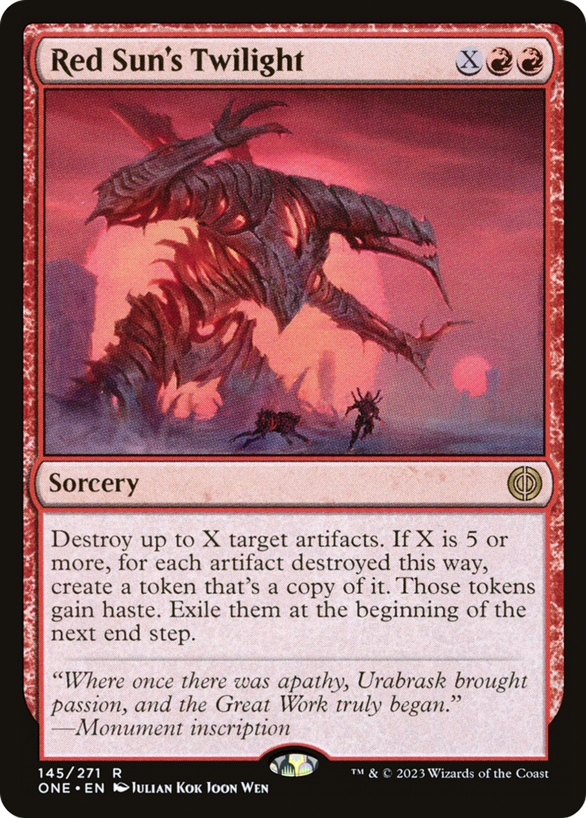 Crépuscule de Rougesoleil — Phyrexia: All Will Be One — Magic: The Gathering