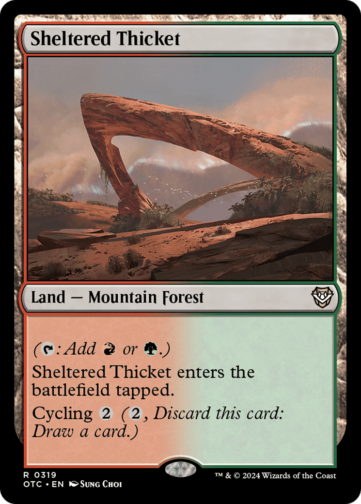Sheltered Thicket — Outlaws of Thunder Junction Commander — Magic: The Gathering