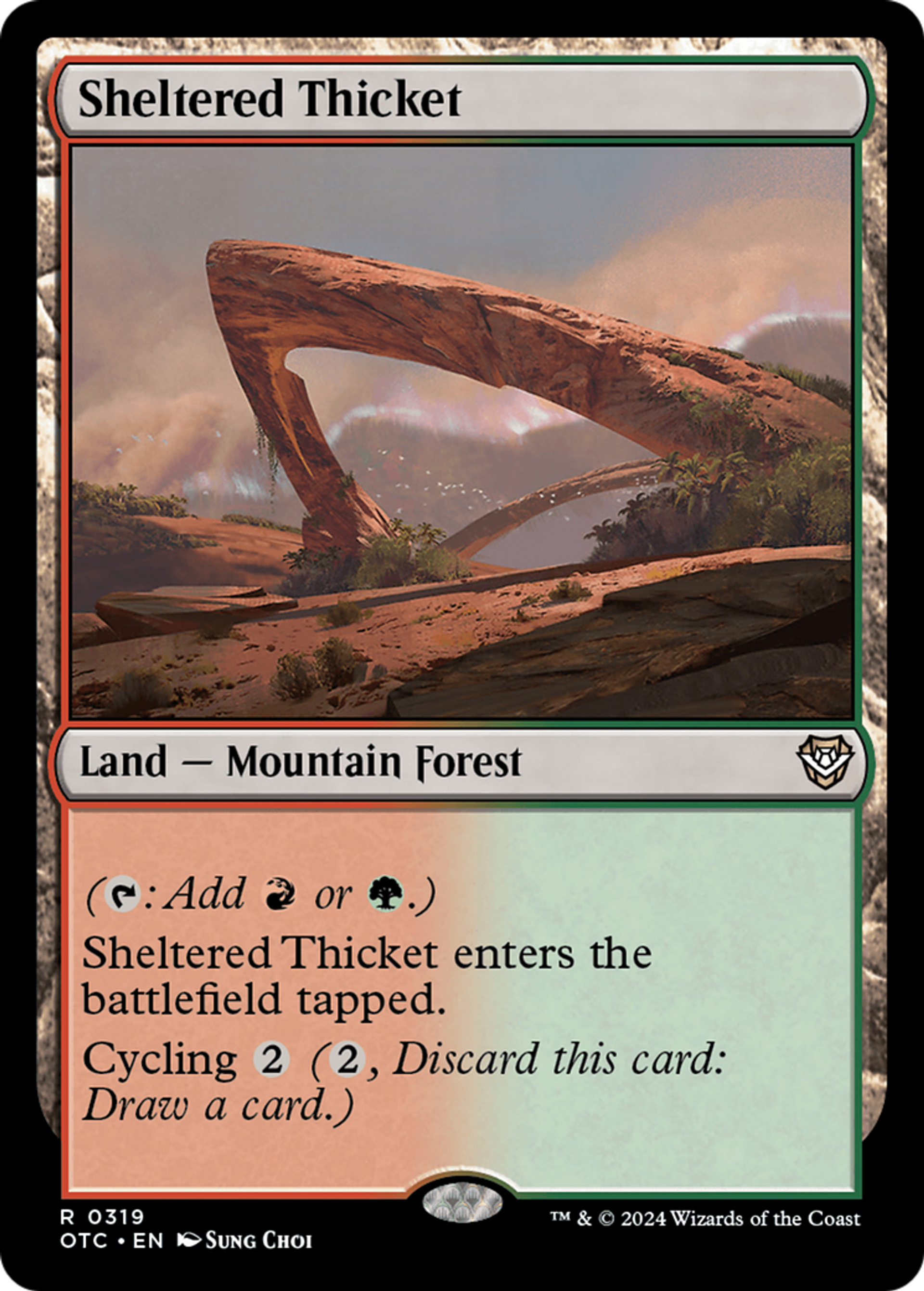 Sheltered Thicket — Outlaws of Thunder Junction Commander — Magic: The Gathering