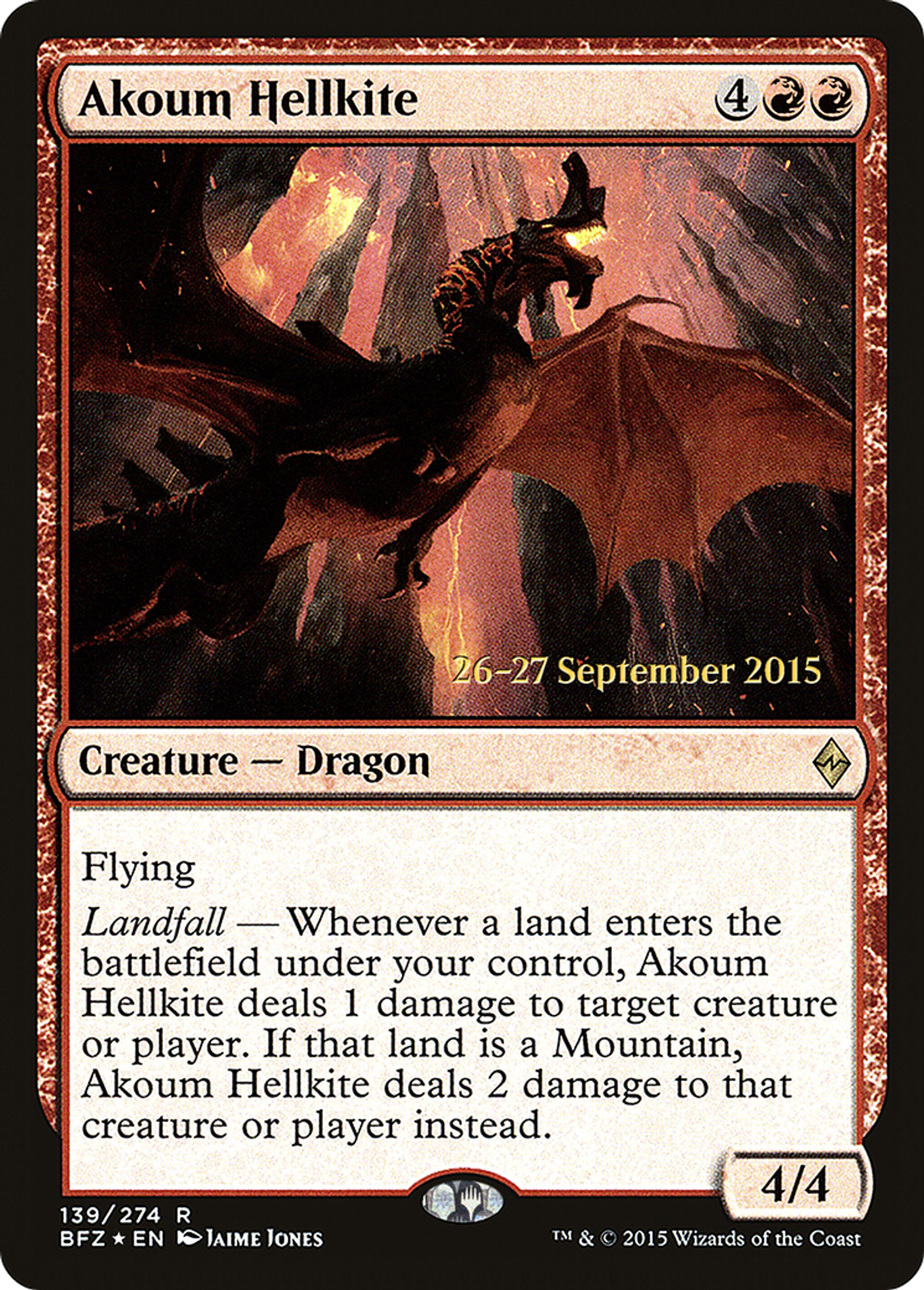 Akoum Hellkite — Battle for Zendikar Promos — Magic: The Gathering