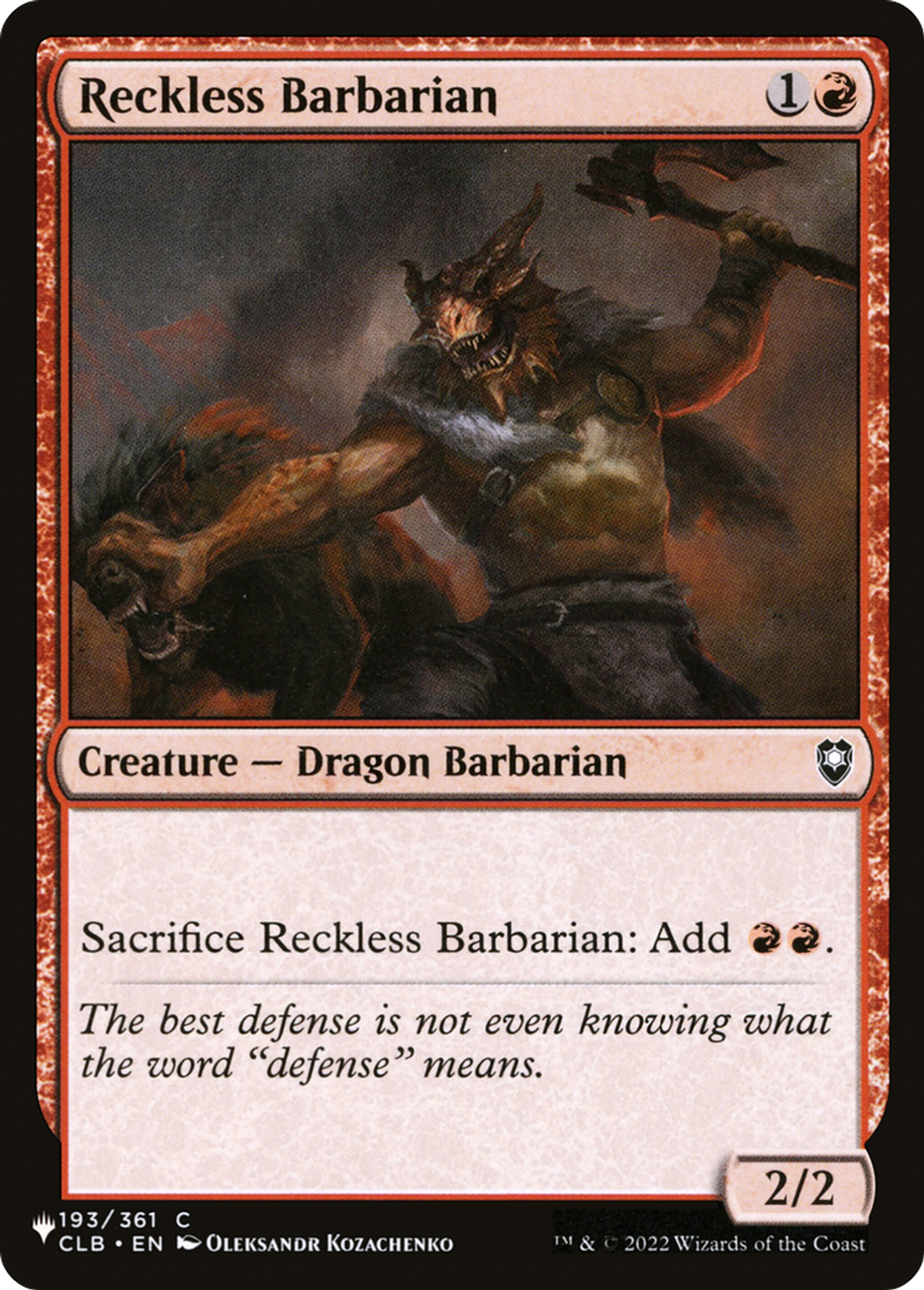 Reckless Barbarian — The List — Magic: The Gathering