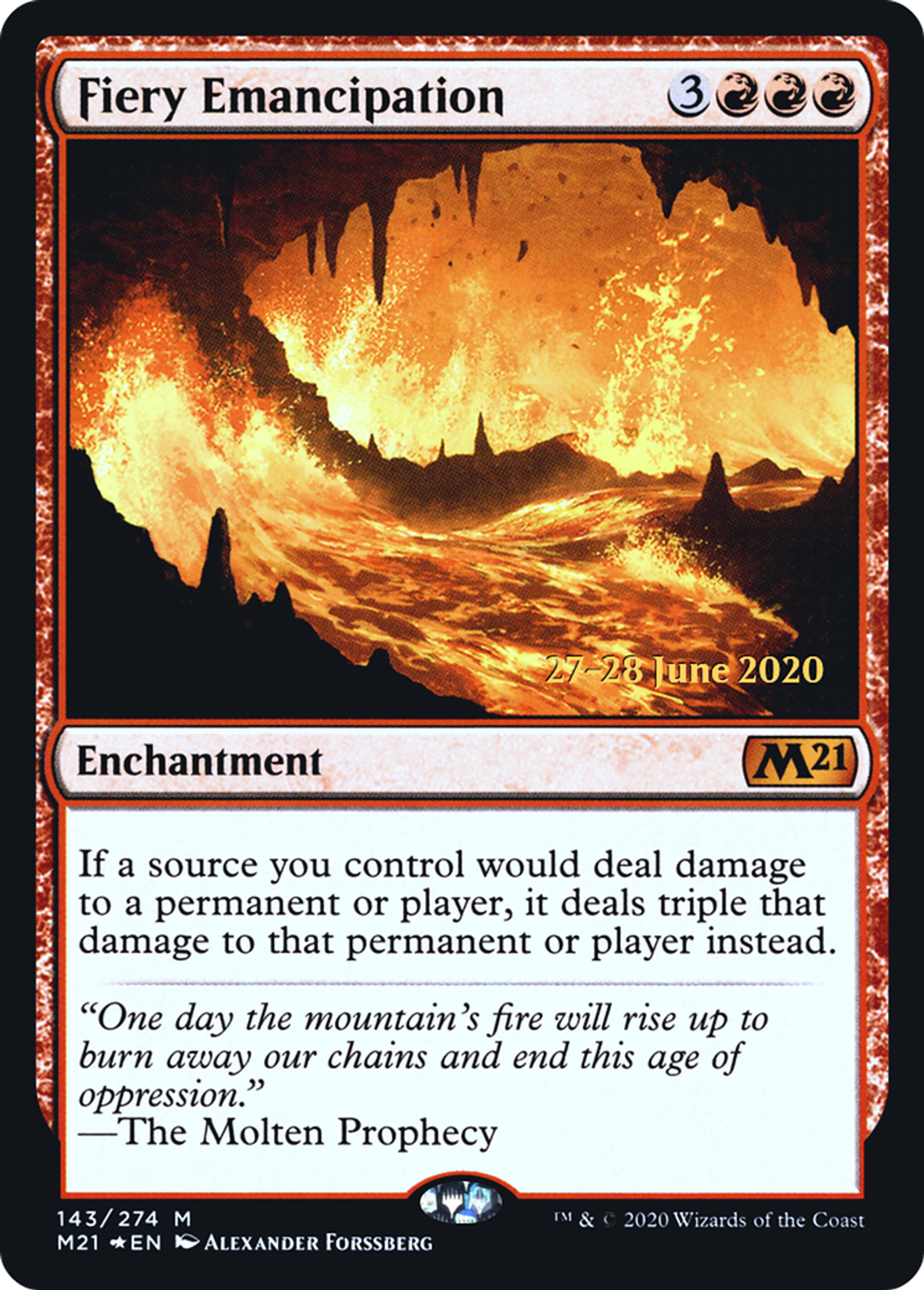 Fiery Emancipation — Core Set 2021 Promos — Magic: The Gathering