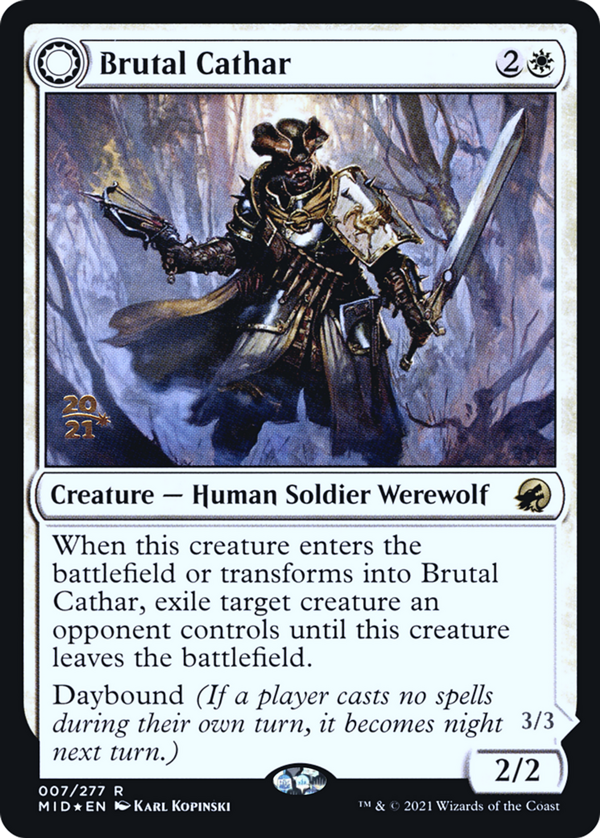 Brutal Cathar // Moonrage Brute — Innistrad: Midnight Hunt Promos — Magic: The Gathering