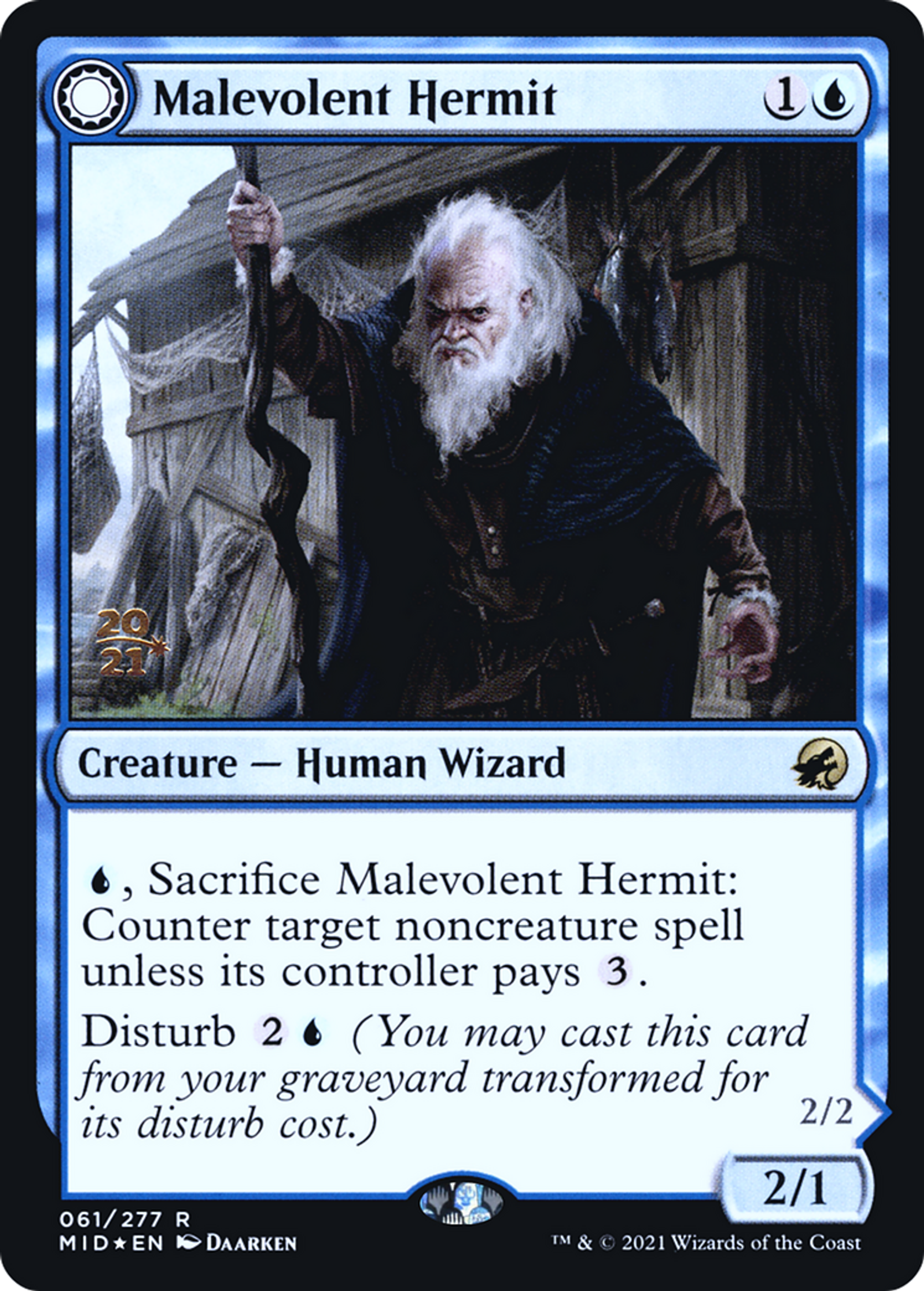 Malevolent Hermit // Benevolent Geist — Innistrad: Midnight Hunt Promos — Magic: The Gathering