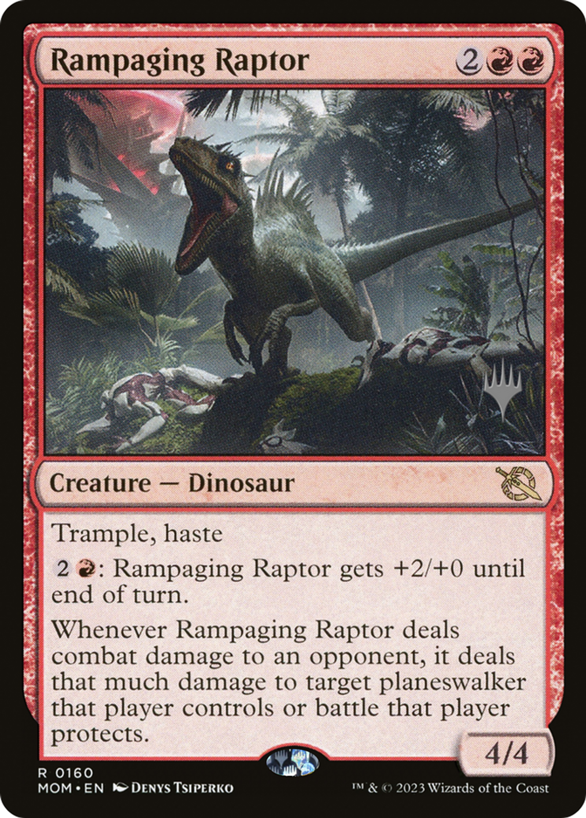 Rampaging Raptor — March of the Machine Promos — Magic: The Gathering