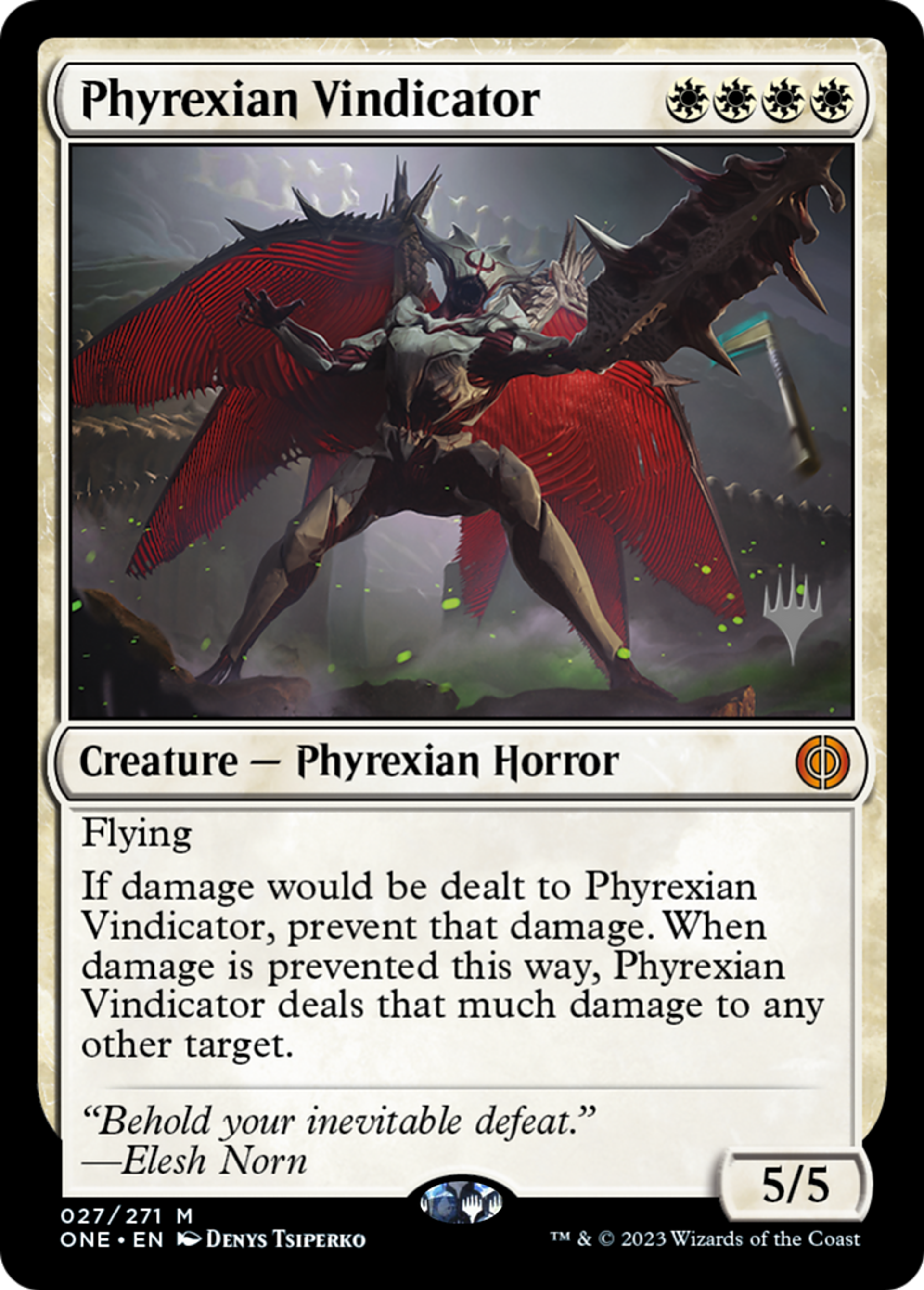 Justificatrice phyrexiane — Phyrexia: All Will Be One Promos — Magic: The Gathering