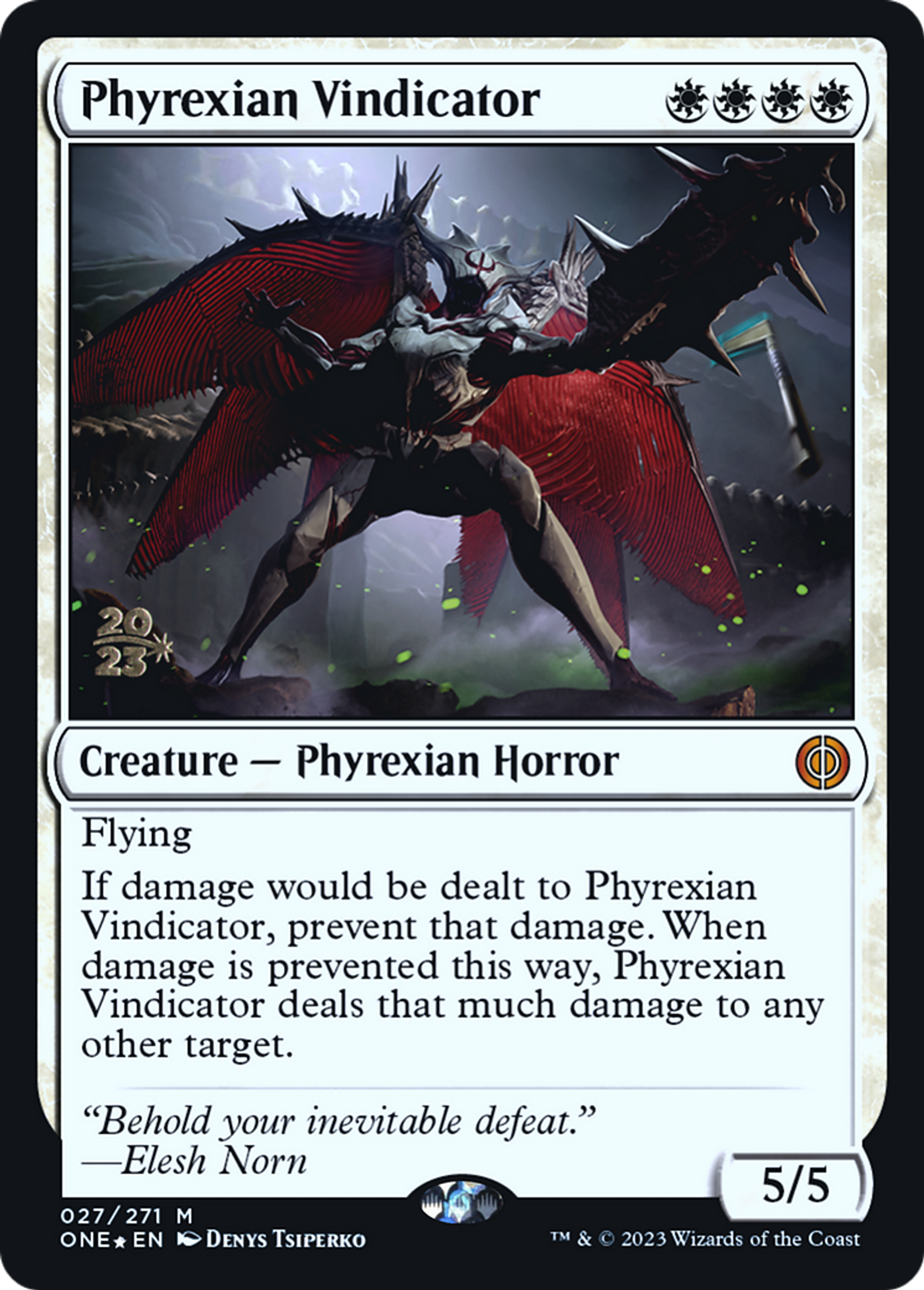 Justificatrice phyrexiane — Phyrexia: All Will Be One Promos — Magic: The Gathering