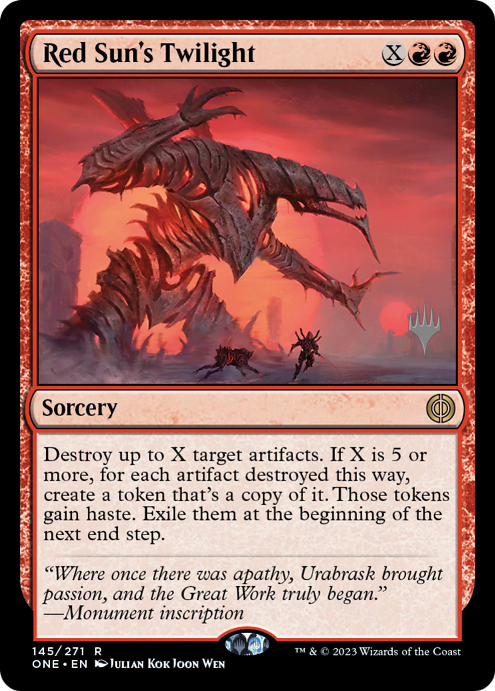 Crépuscule de Rougesoleil — Phyrexia: All Will Be One Promos — Magic: The Gathering