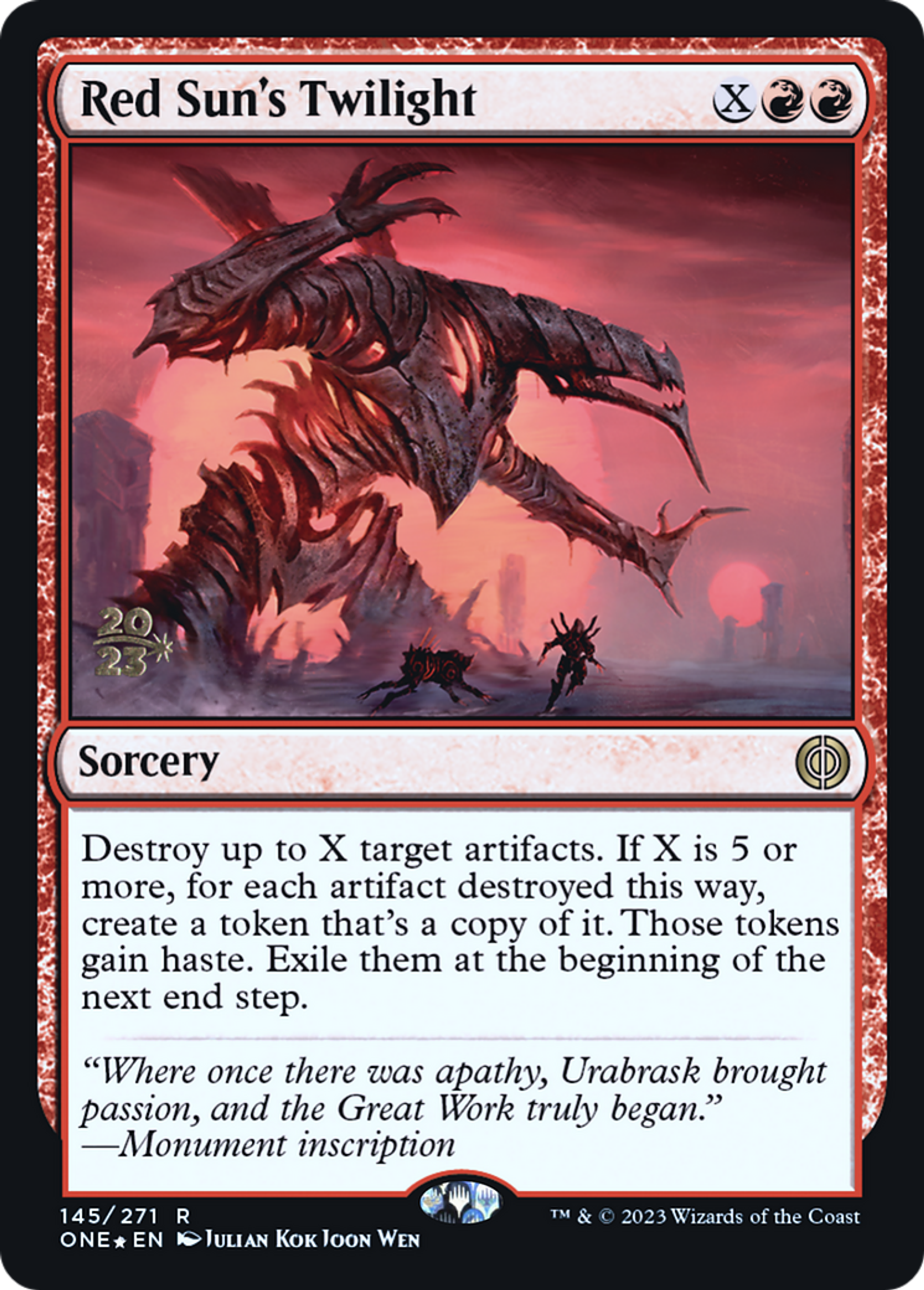 Crépuscule de Rougesoleil — Phyrexia: All Will Be One Promos — Magic: The Gathering