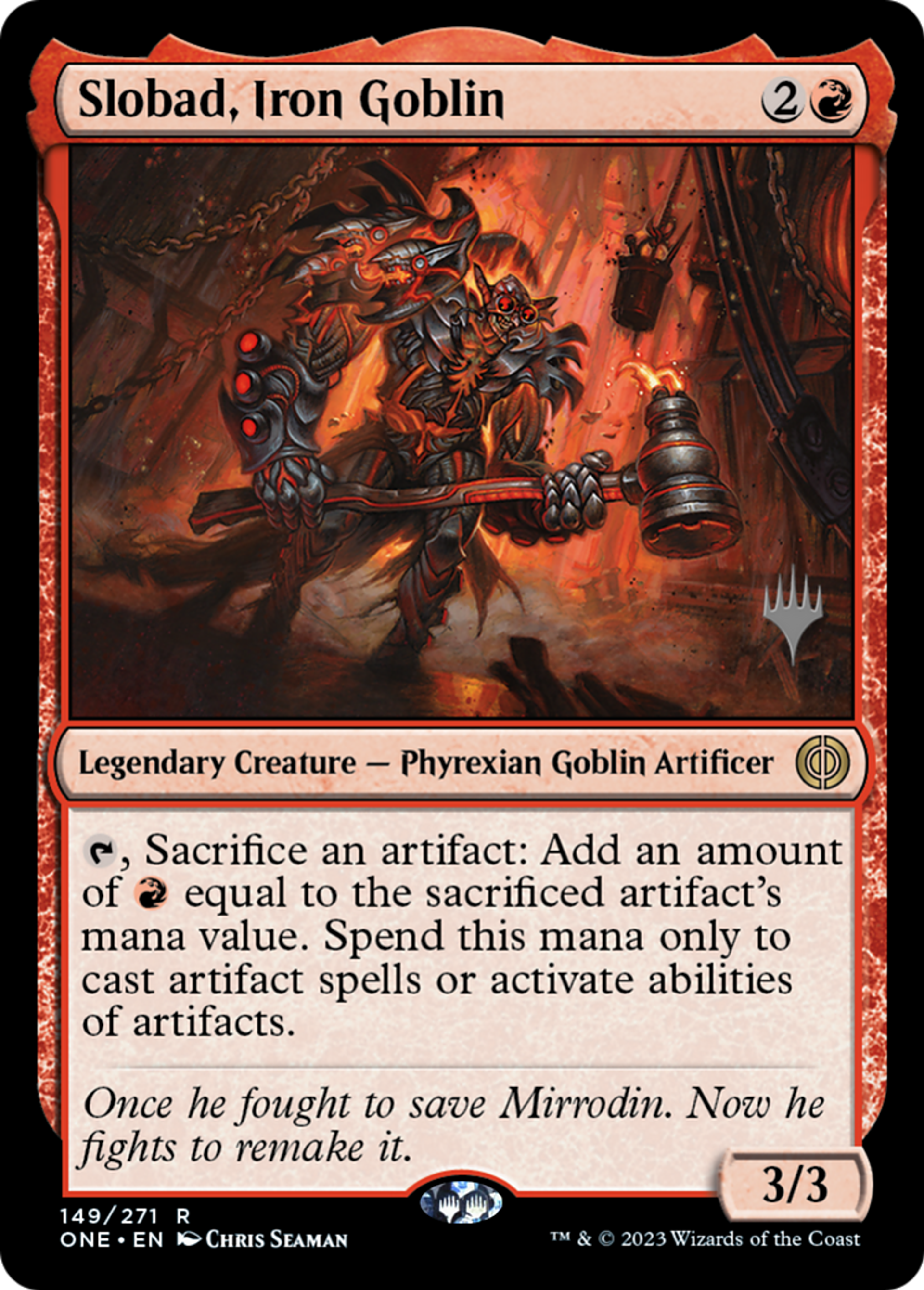Slobad, gobelin de fer — Phyrexia: All Will Be One Promos — Magic: The Gathering