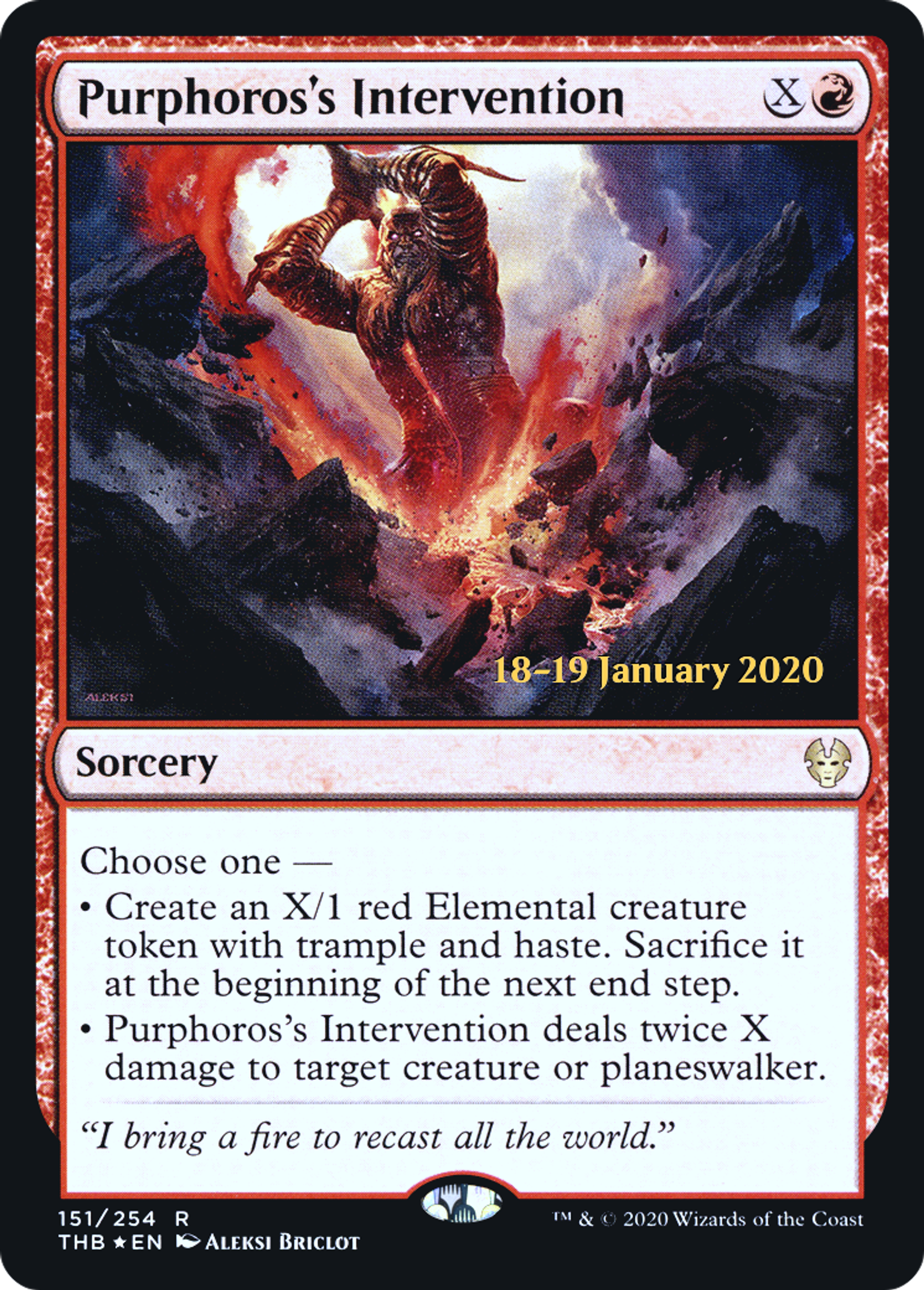 Purphoros's Intervention — Theros Beyond Death Promos — Magic: The Gathering