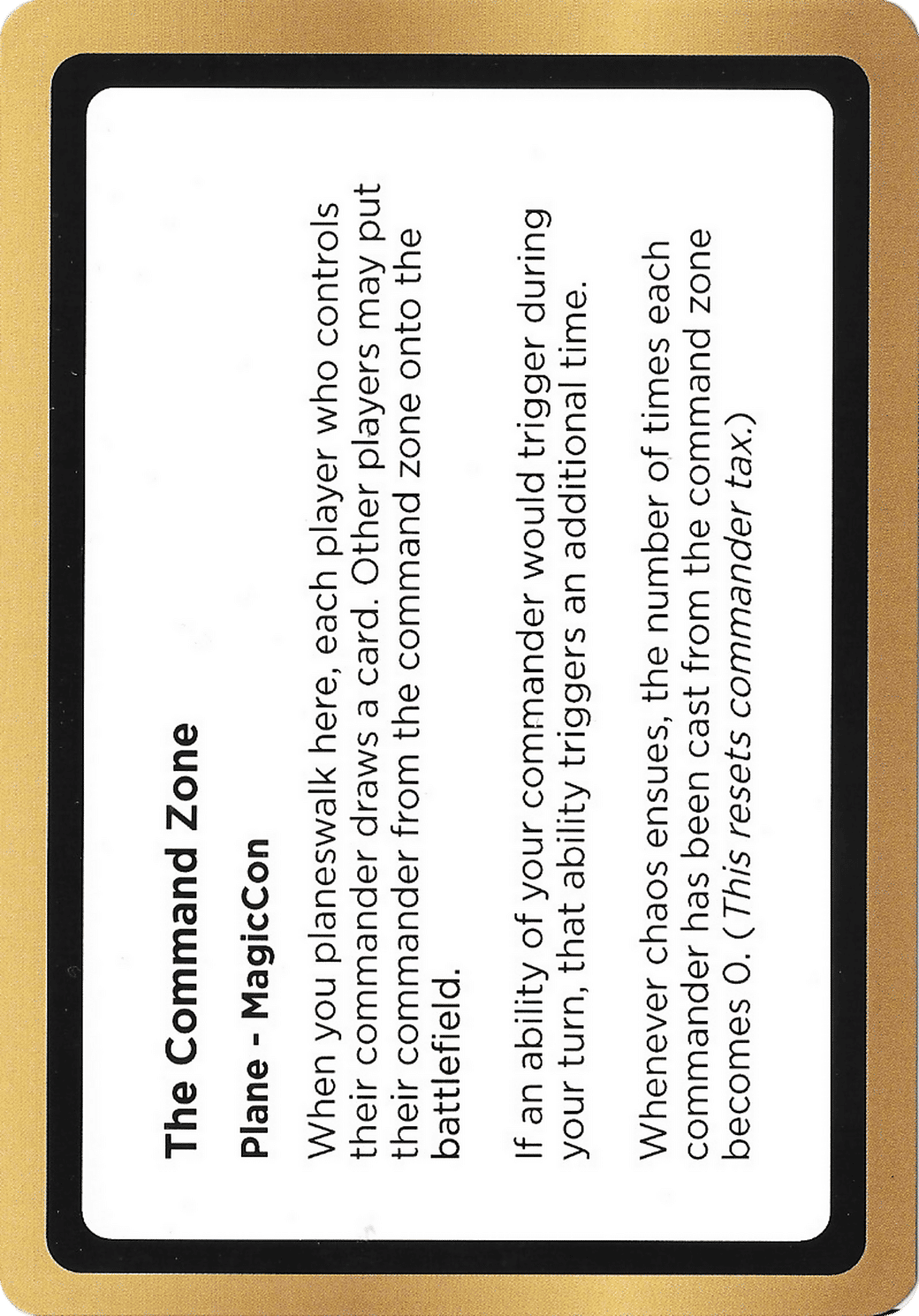 The Command Zone — Black Lotus Unknown Planechase — Magic: The Gathering