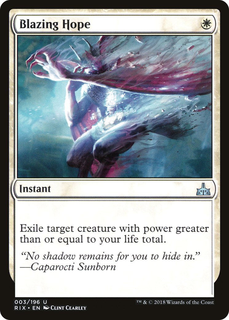 Blazing Hope — Rivals of Ixalan — Magic: The Gathering
