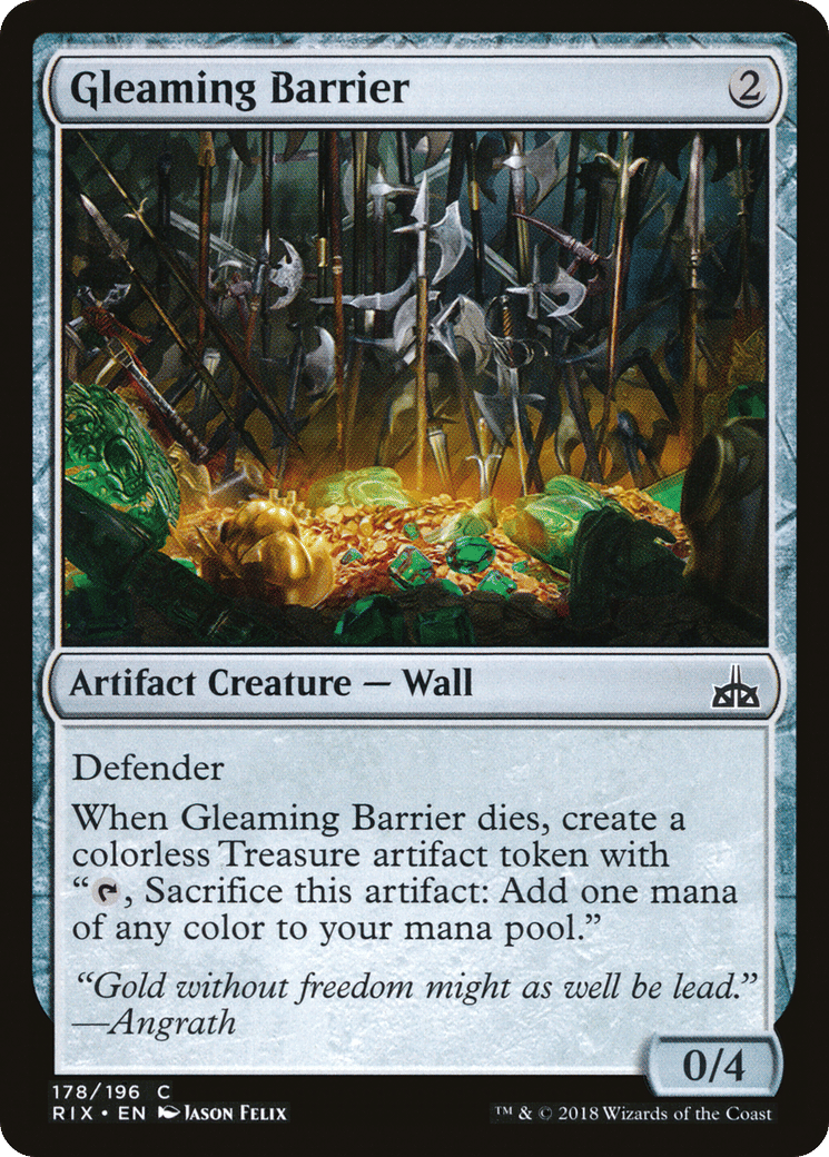 Gleaming Barrier — Rivals of Ixalan — Magic: The Gathering