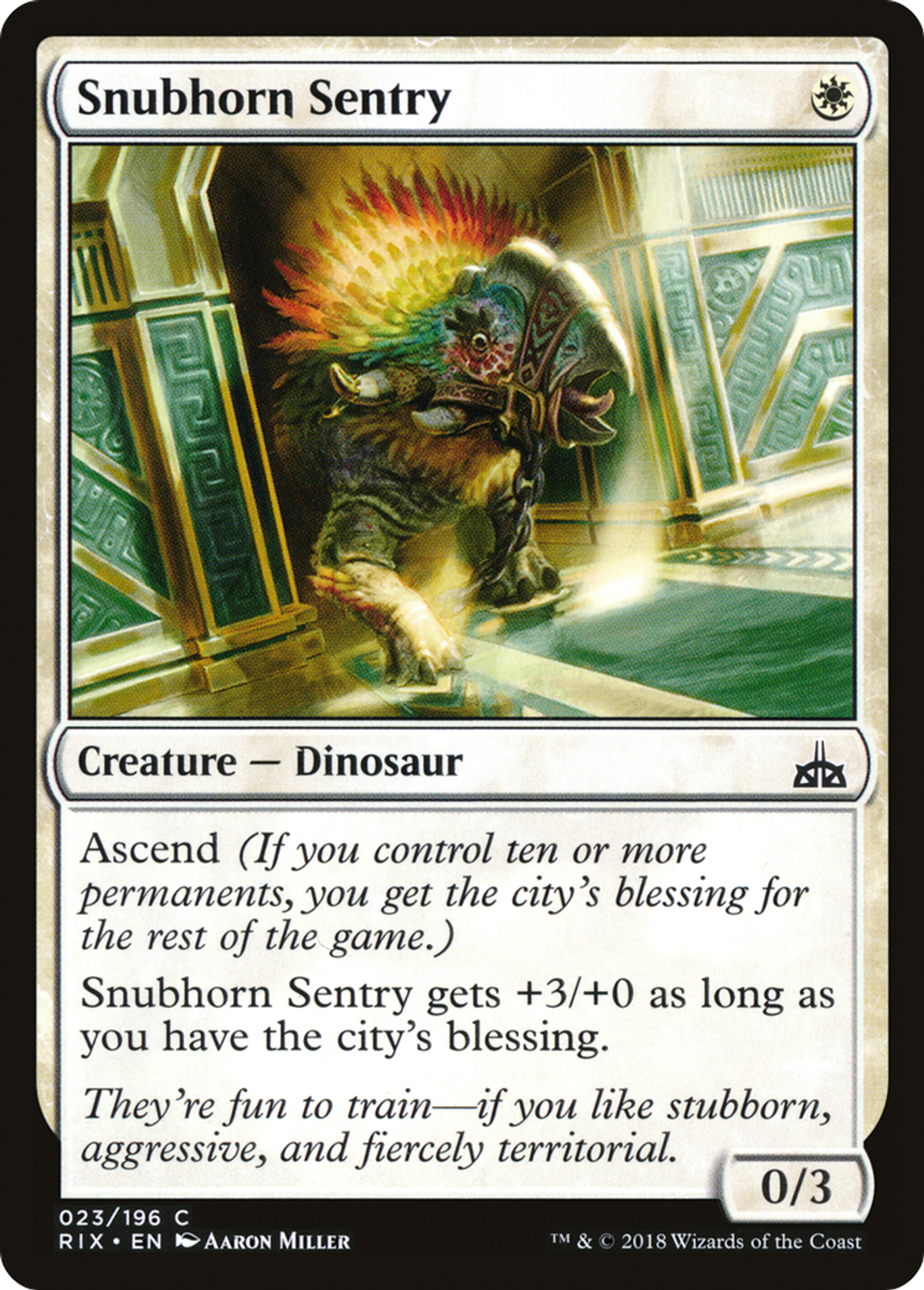 Snubhorn Sentry — Rivals of Ixalan — Magic: The Gathering