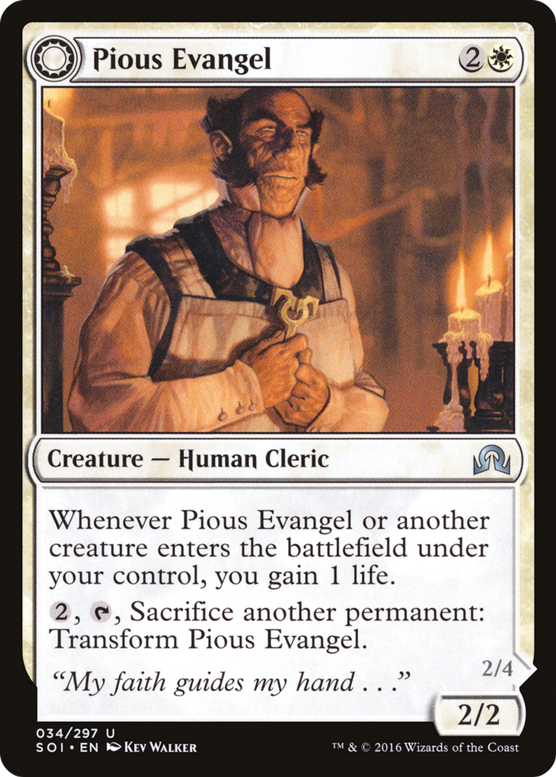 Pious Evangel // Wayward Disciple — Shadows over Innistrad — Magic: The Gathering