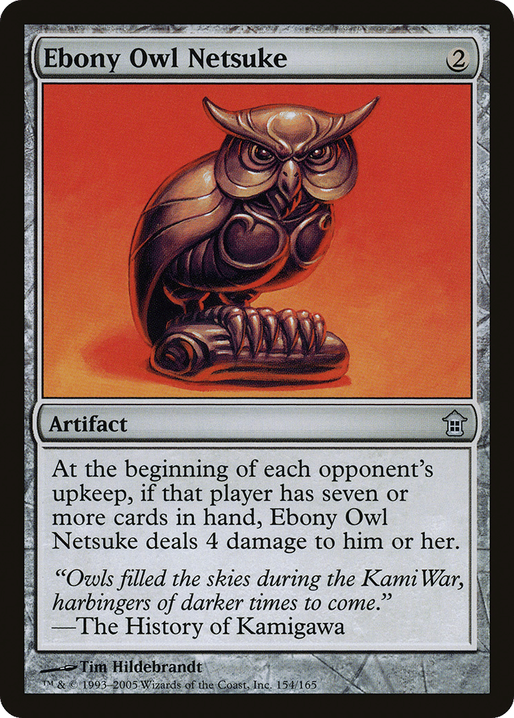 Ebony Owl Netsuke — Saviors of Kamigawa — Magic: The Gathering