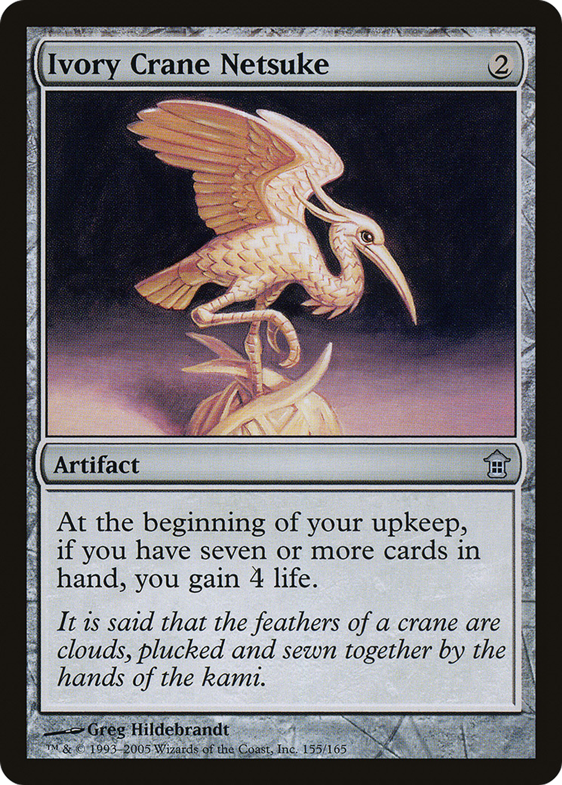 Netsuke de grue en ivoire — Saviors of Kamigawa — Magic: The Gathering