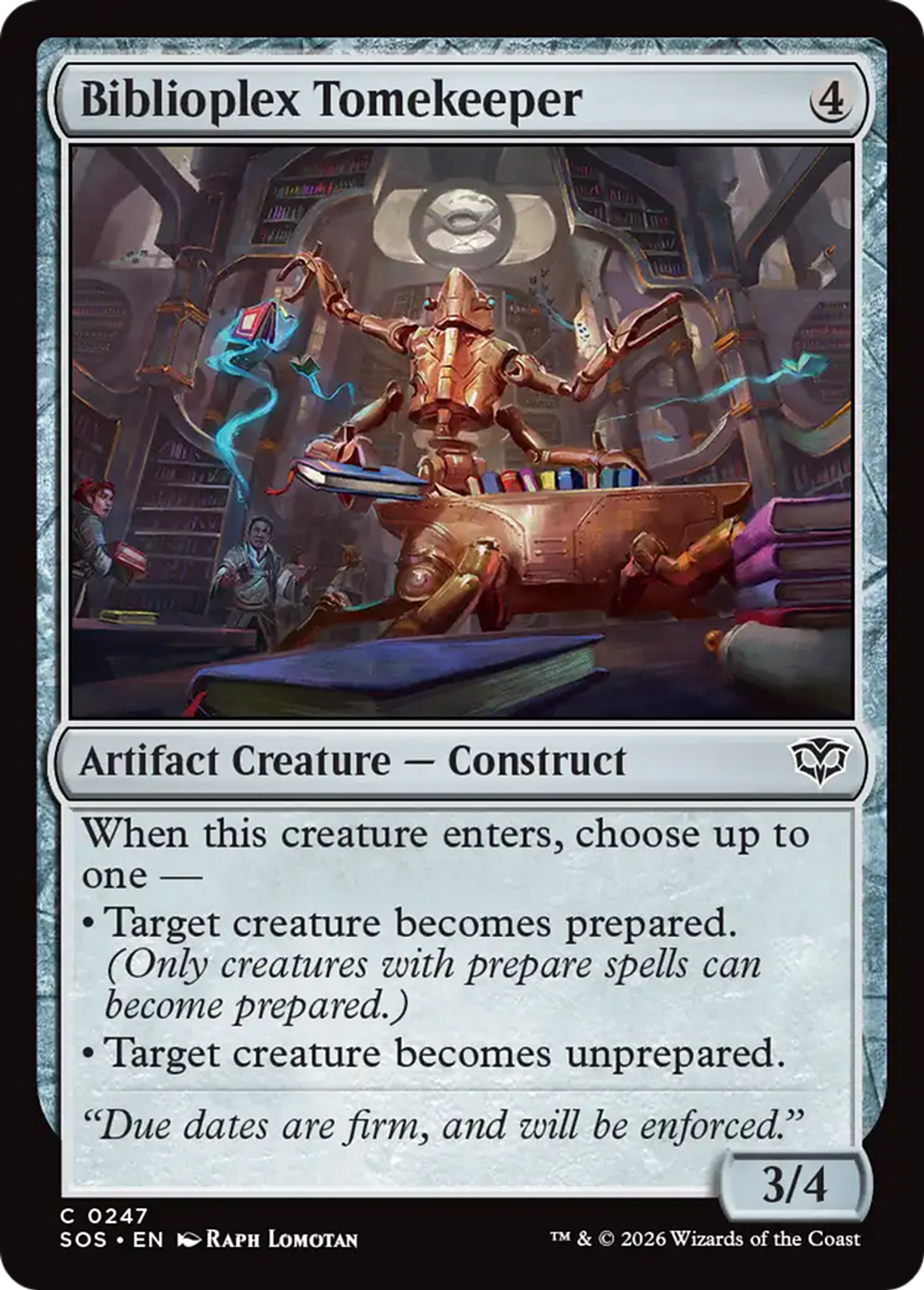 Biblioplex Tomekeeper — Secrets of Strixhaven — Magic: The Gathering
