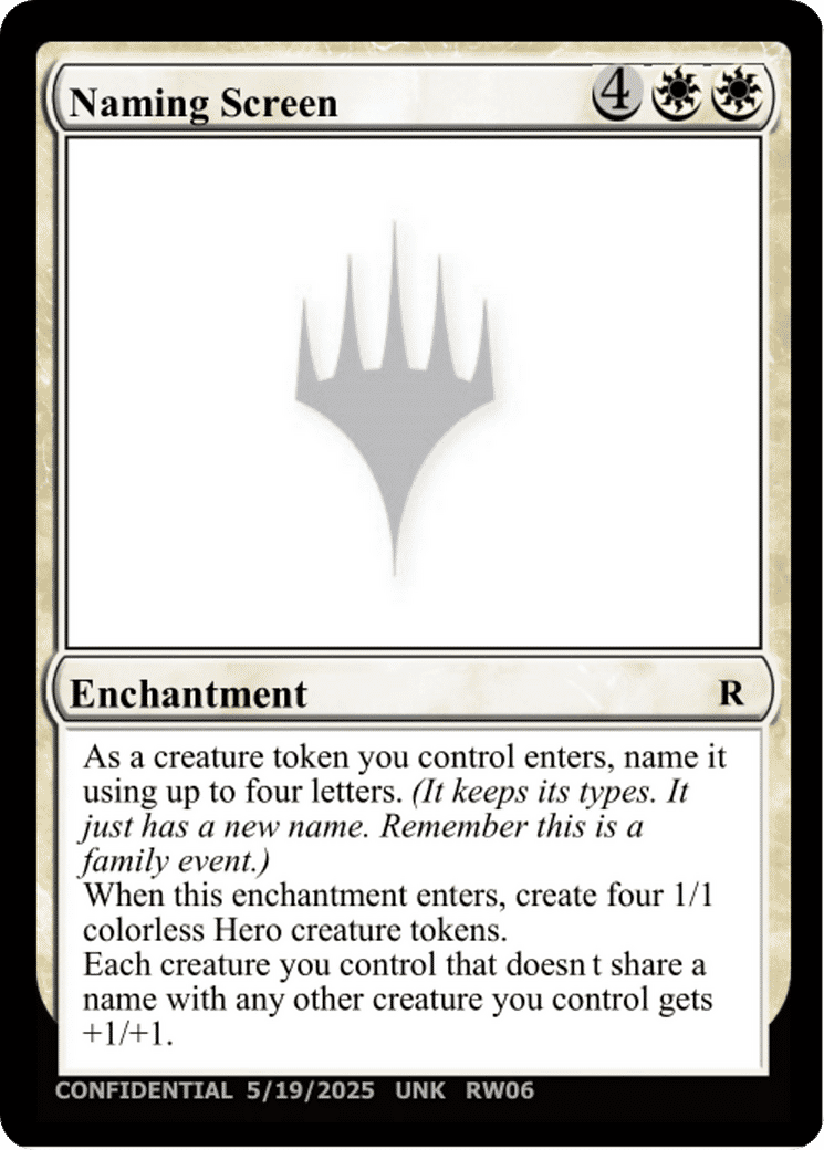 Naming Screen — Unknown Event — Magic: The Gathering