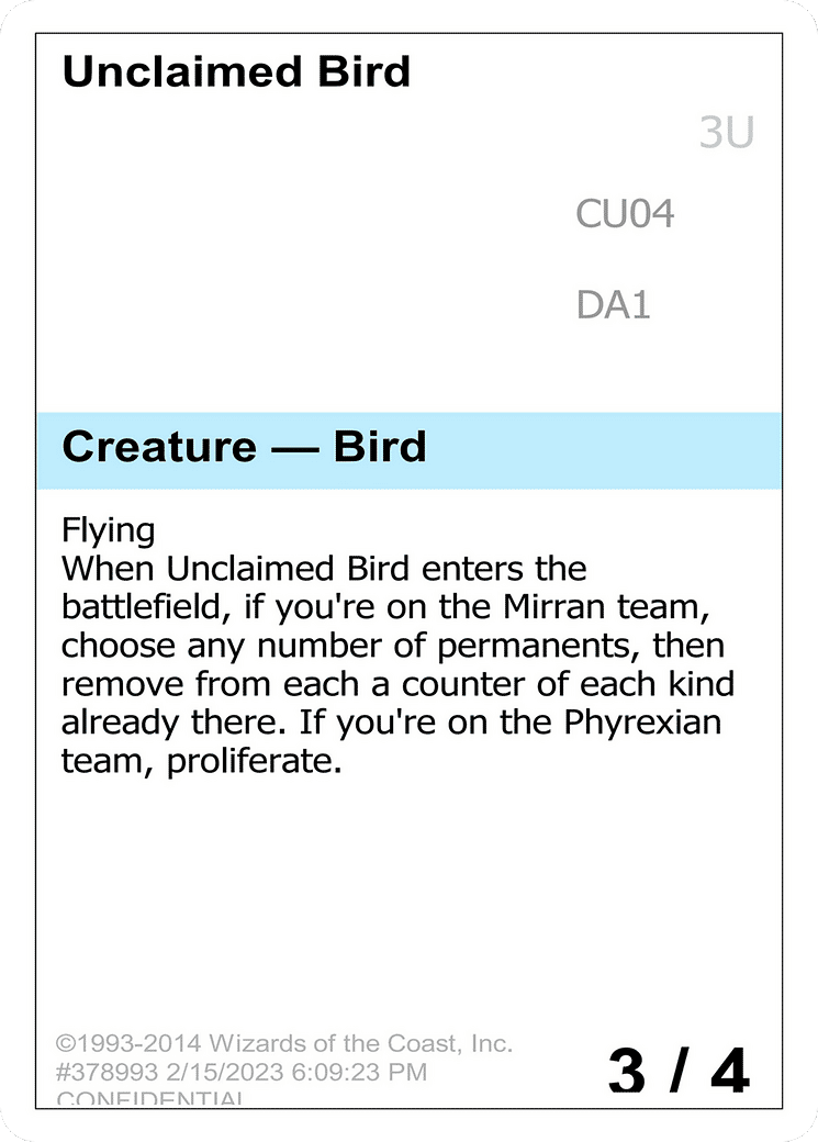 Unclaimed Bird — Unknown Event — Magic: The Gathering