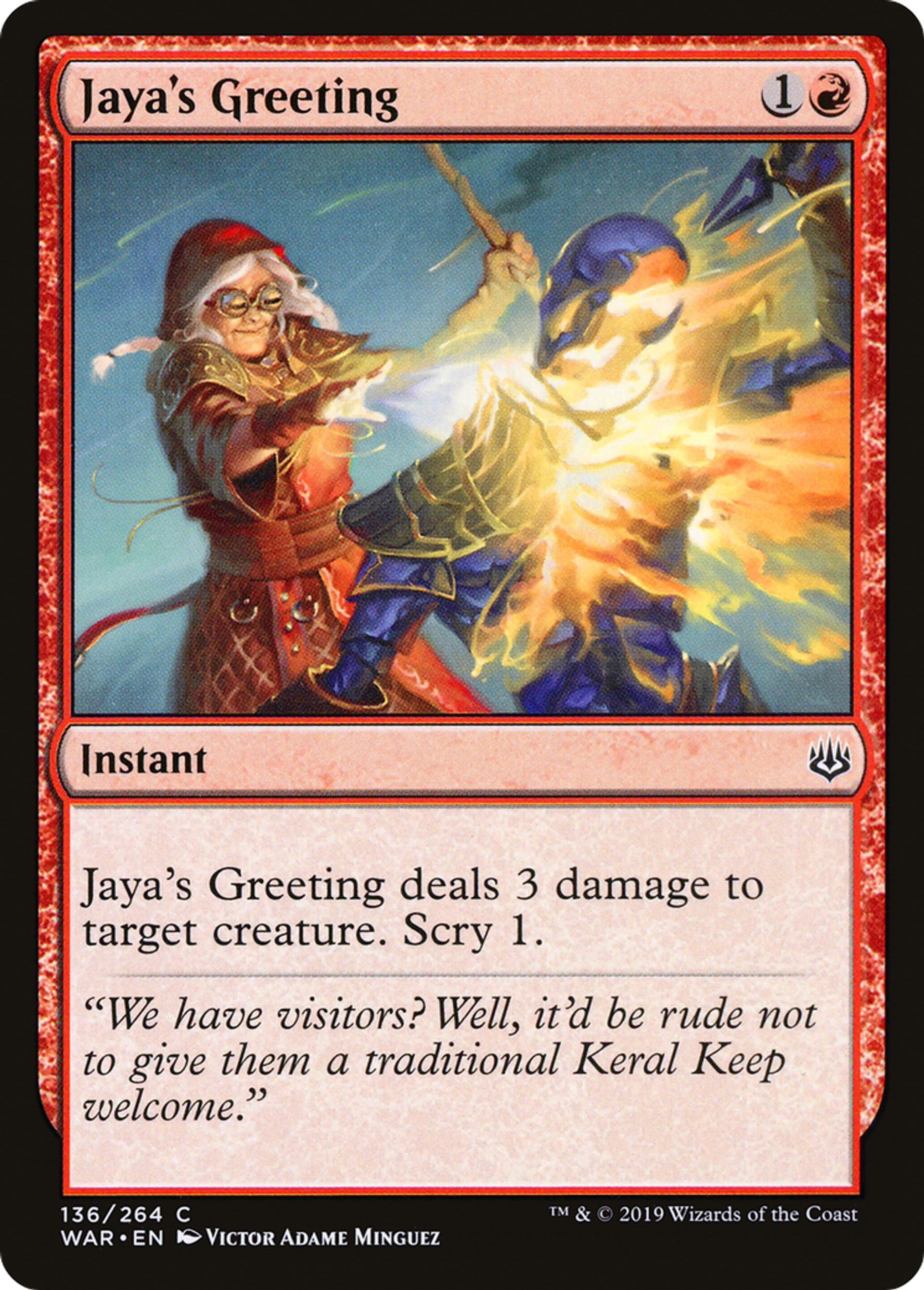 Jaya's Greeting — War of the Spark — Magic: The Gathering